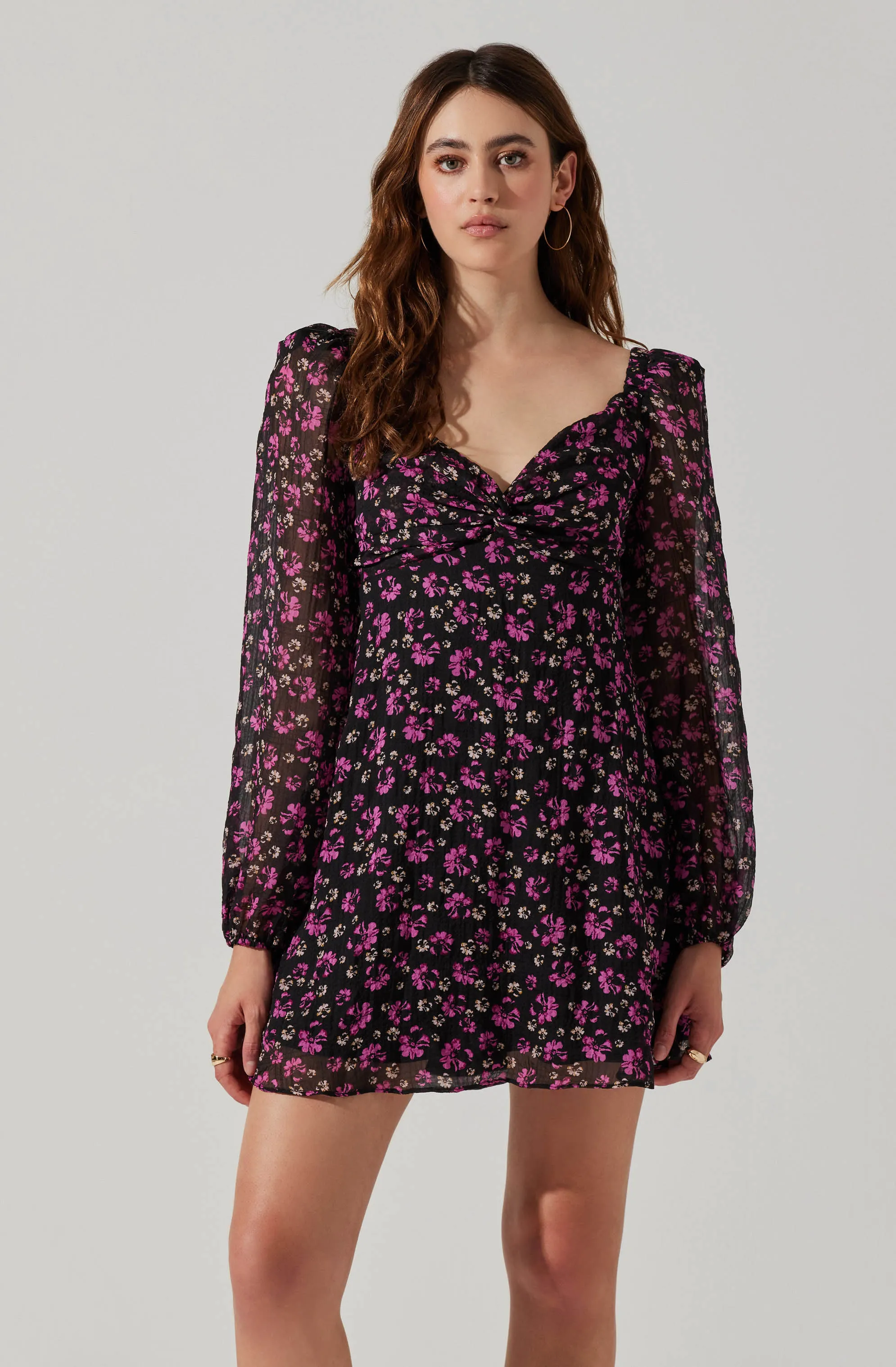 Long Sleeve A-line Mini Dress sold by Astr product image thumbnail 2