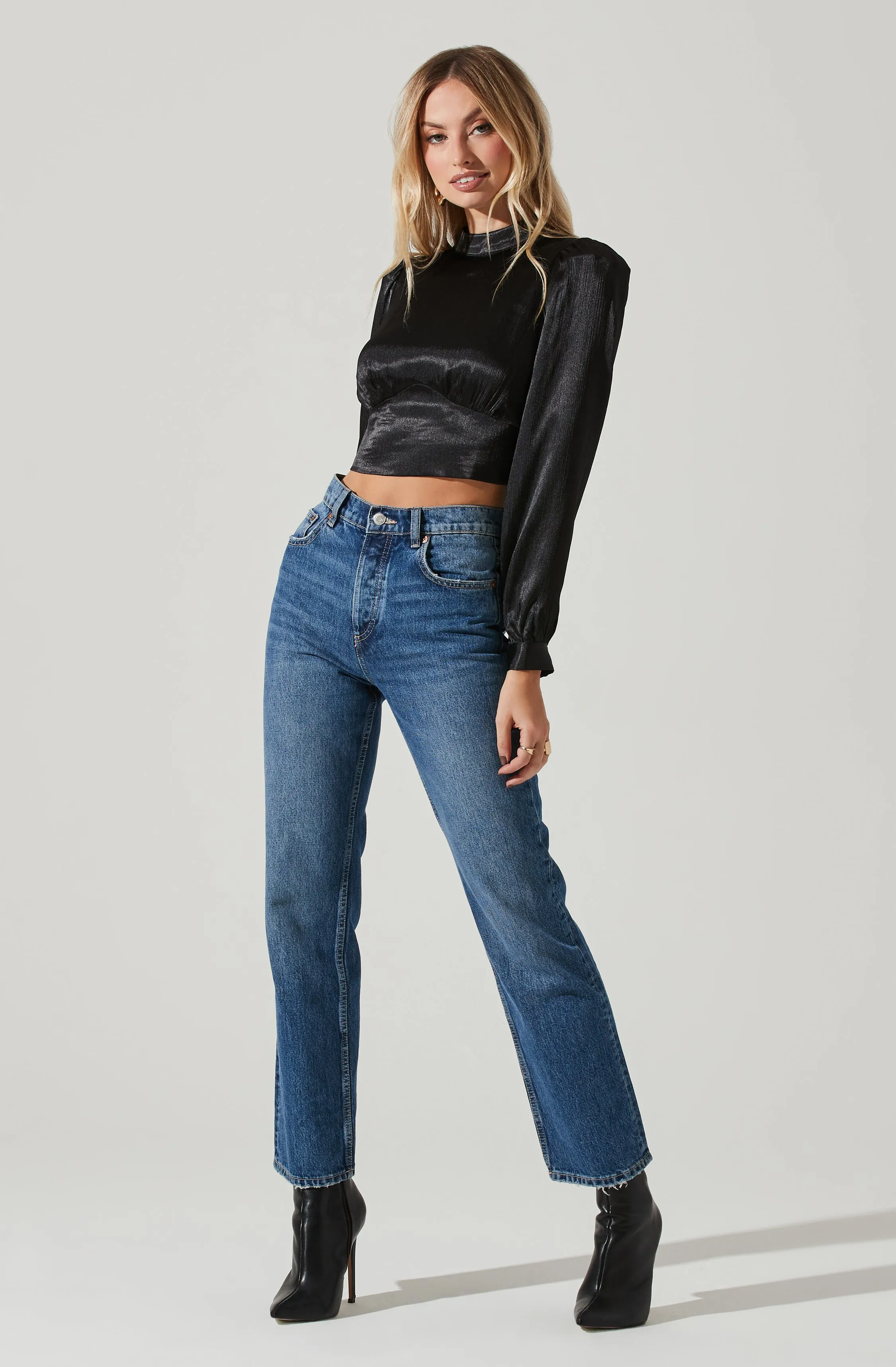 Long Sleeve Mock Neck Open Tie Back Top sold by Astr product image thumbnail 2