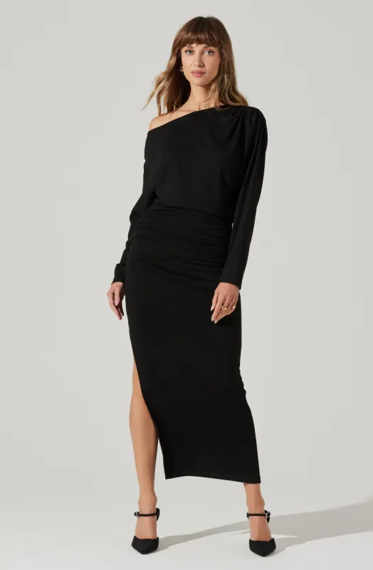 Nary Off Shoulder Midi Dress sold by Astr