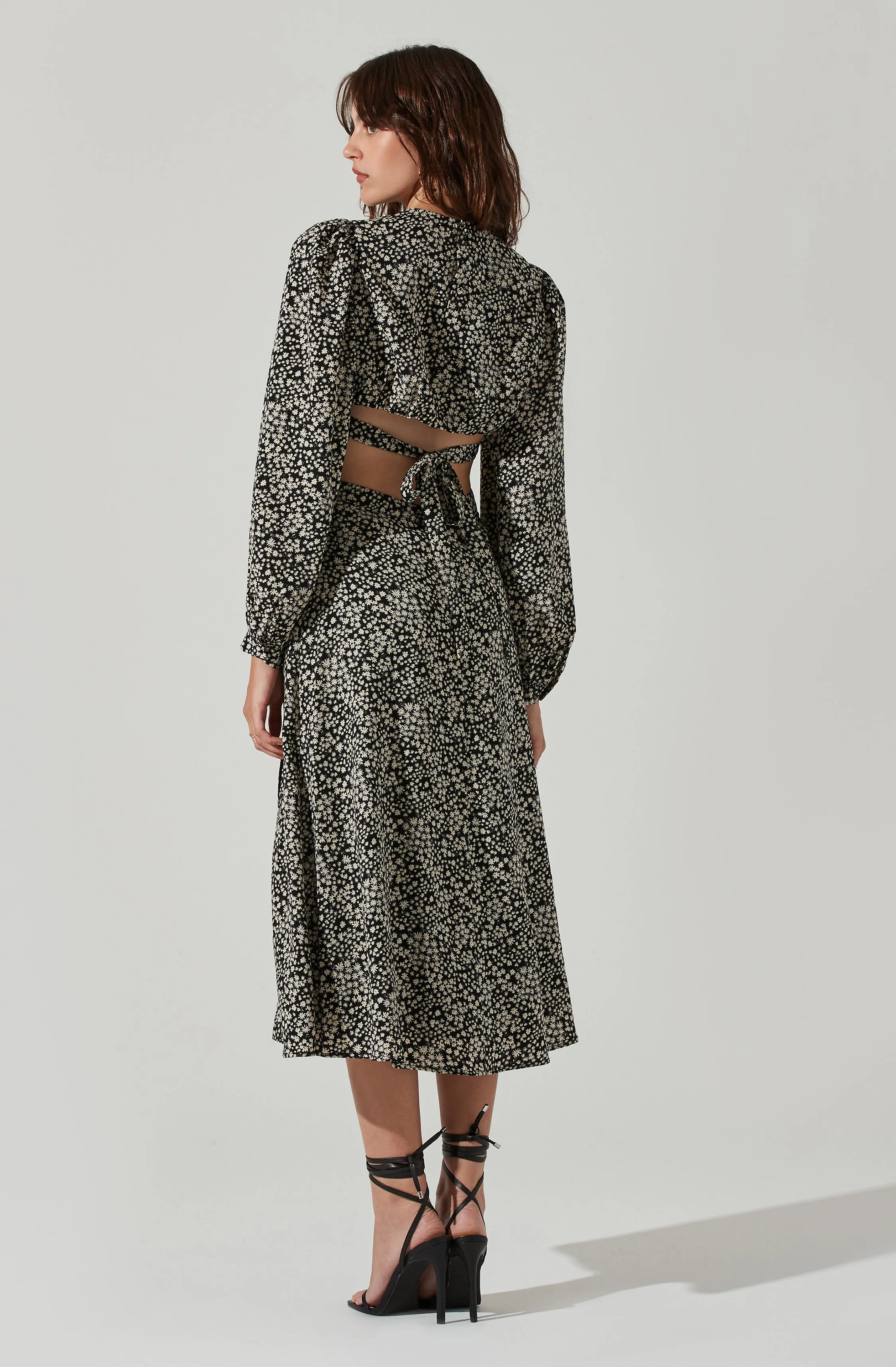 Floral Tie Back Cut Out Midi Dress sold by Astr product image thumbnail 5