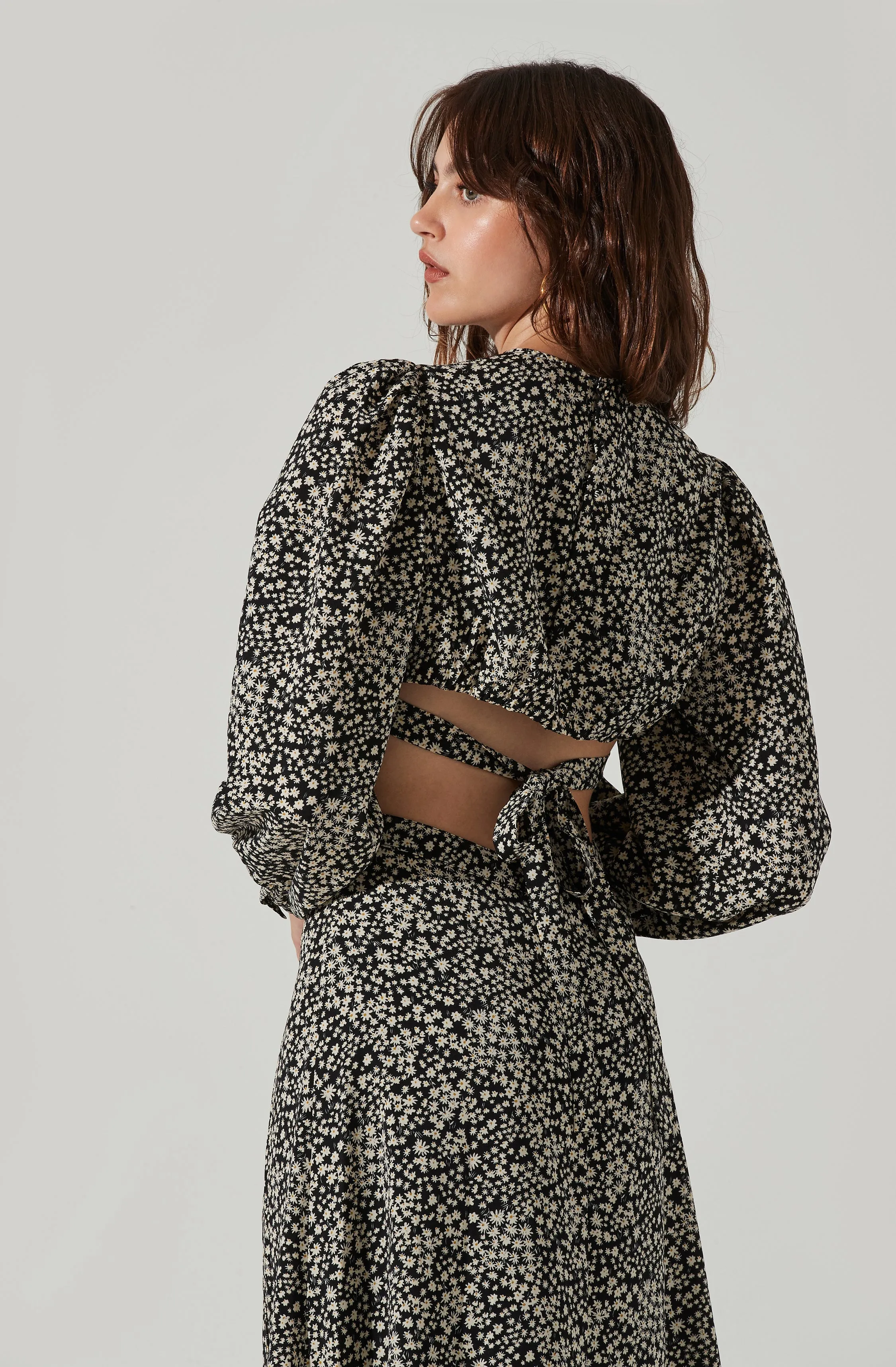 Floral Tie Back Cut Out Midi Dress sold by Astr product image thumbnail 4