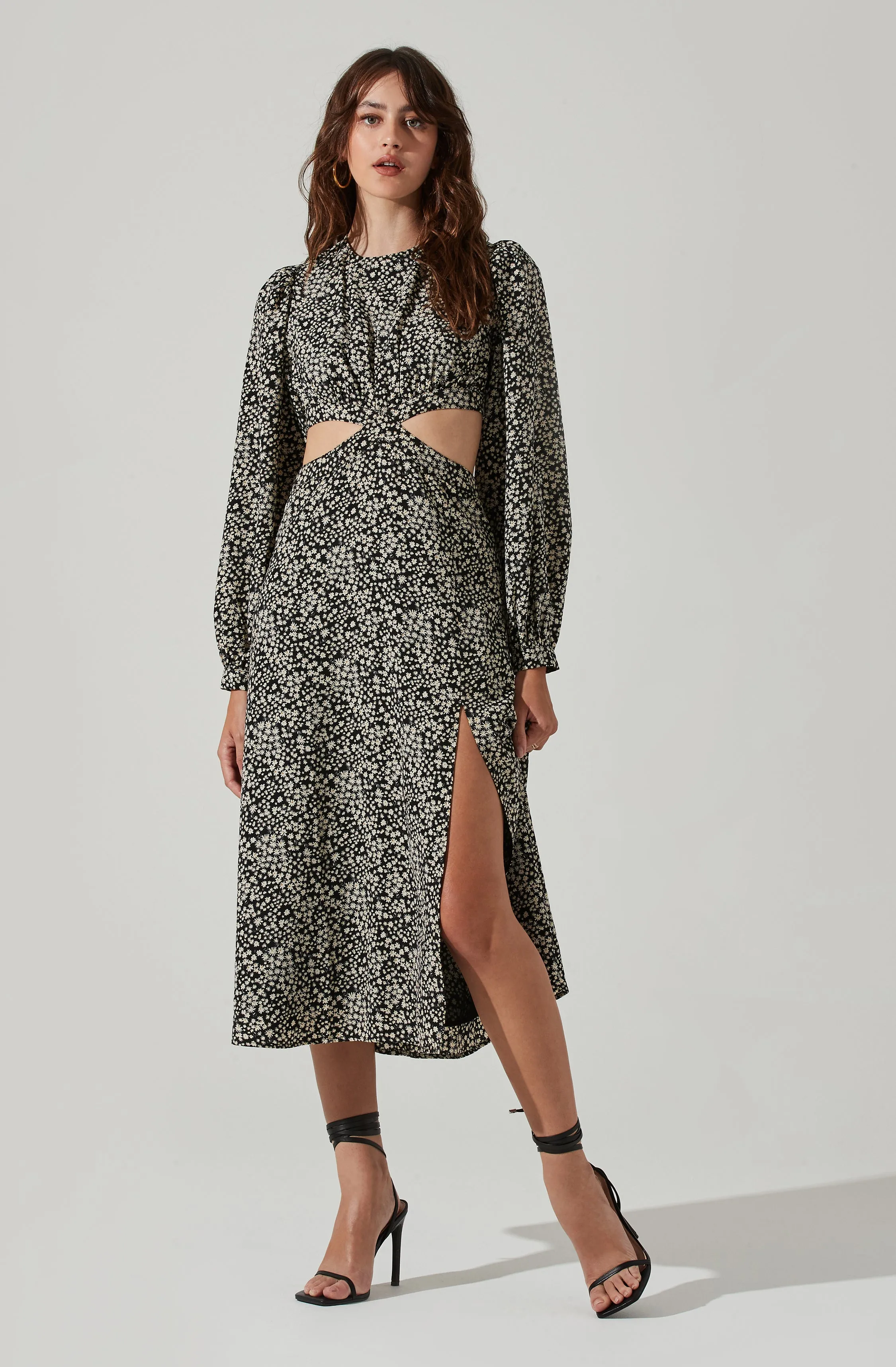 Floral Tie Back Cut Out Midi Dress sold by Astr