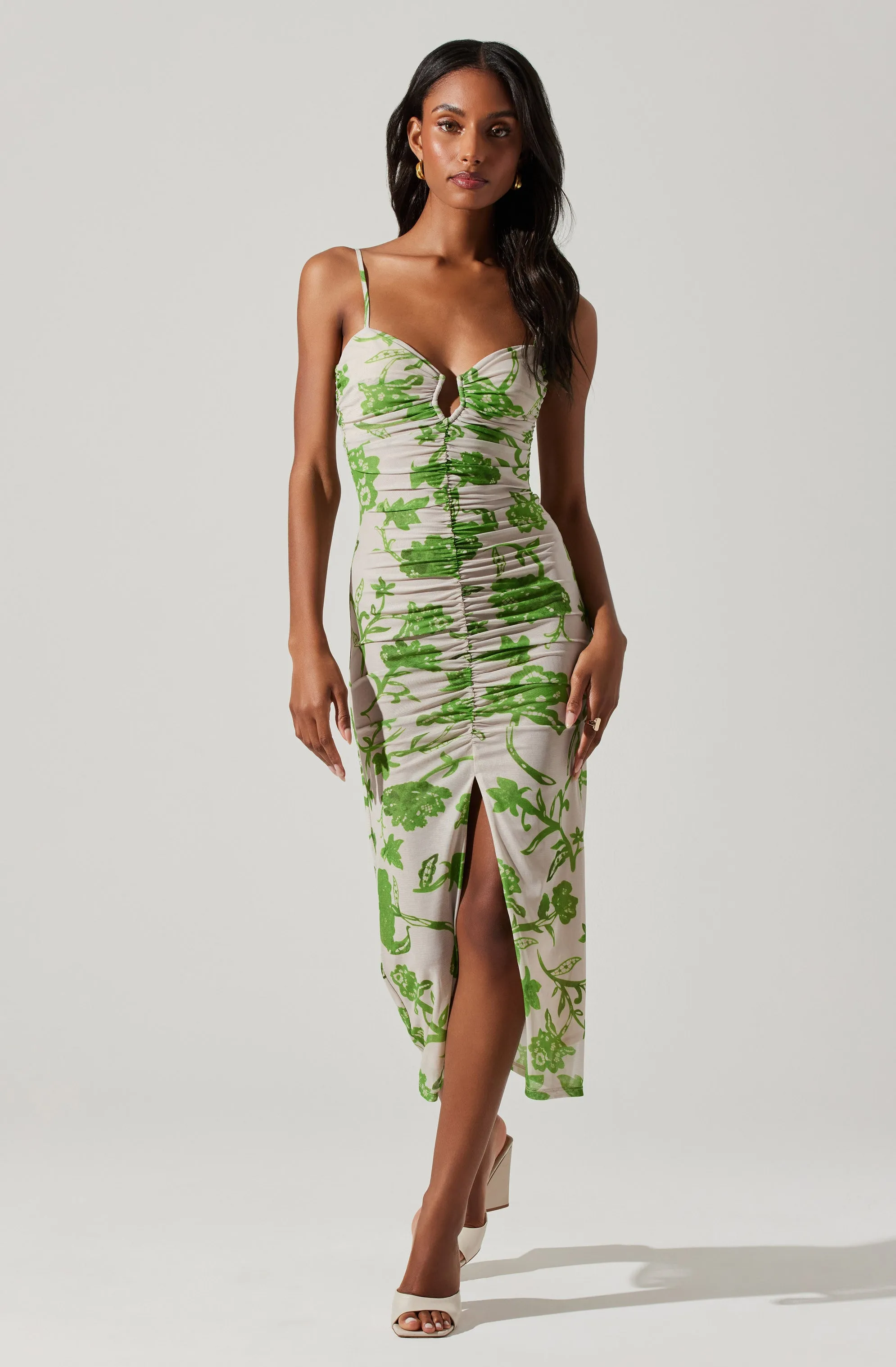 Palmero Floral Ruched Midi Dress sold by Astr
