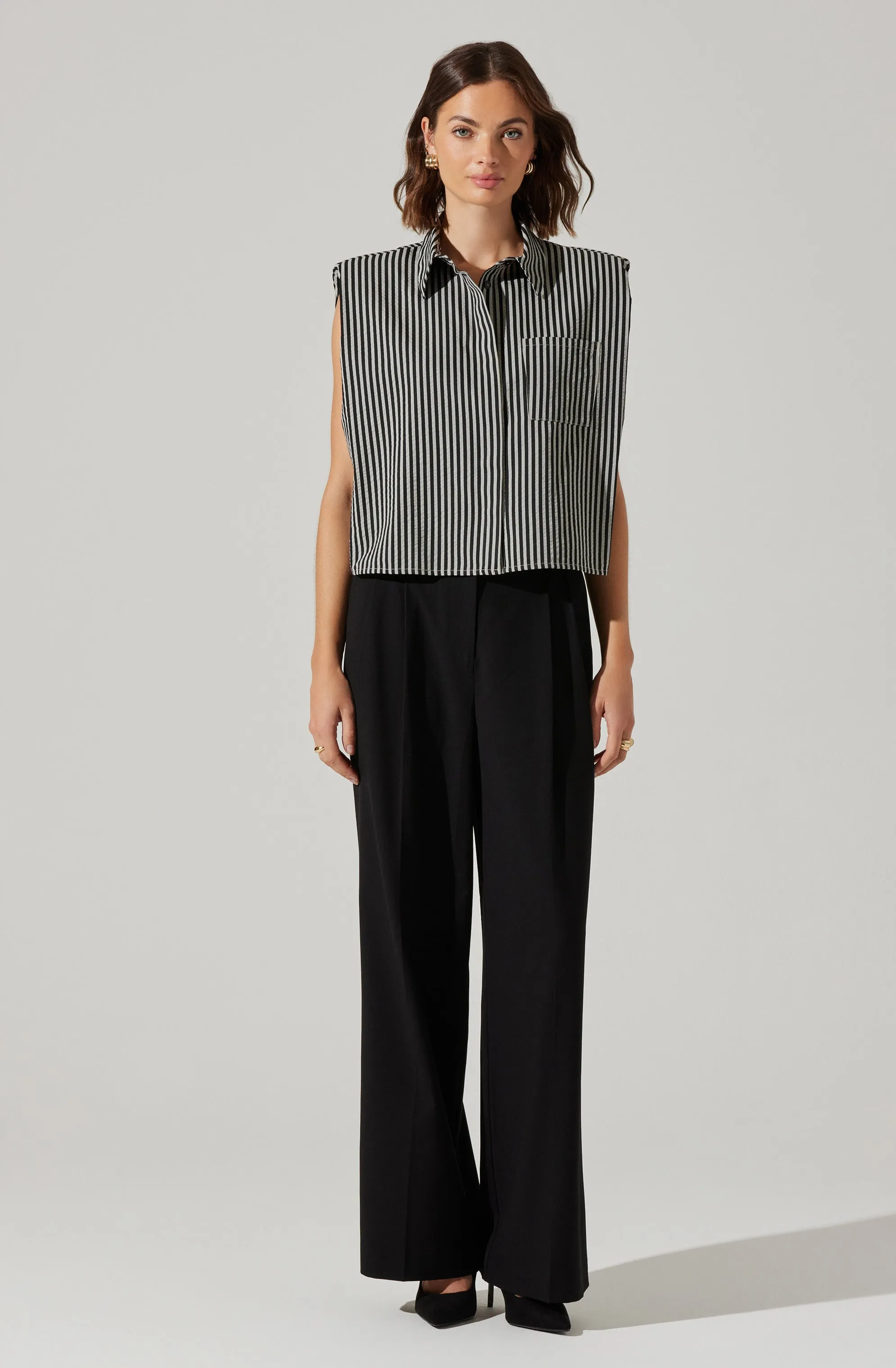 Elswyth Padded Shoulder Button-Up Top sold by Astr product image thumbnail 5