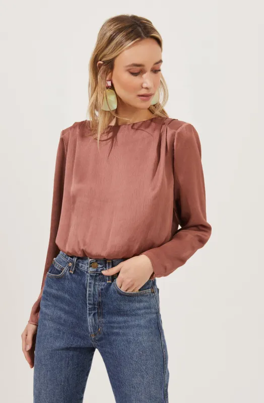 Crawford Satin Long Sleeve Top made by Astr