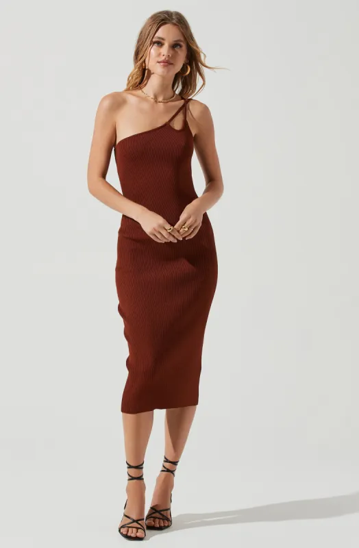 Misty One Shoulder Bodycon Midi Dress sold by Astr