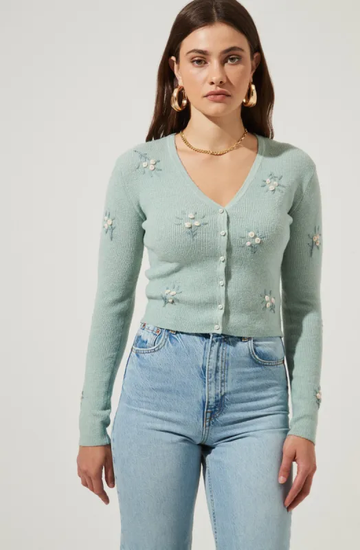 Bouquet Floral Embroidered Cardigan sold by Astr