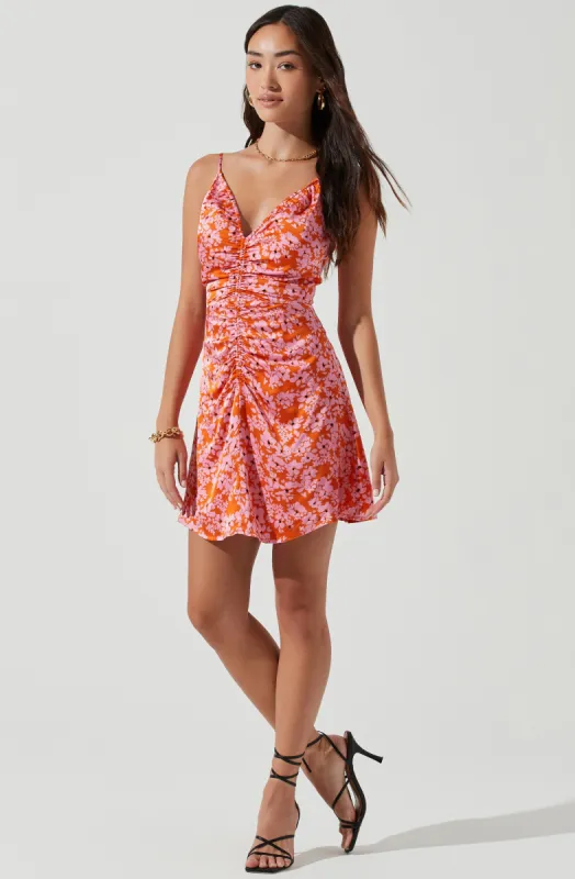Peony Floral Ruched Mini Dress sold by Astr