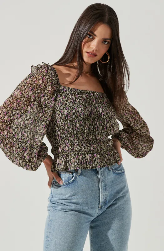 Elva Floral Ruffle Top sold by Astr