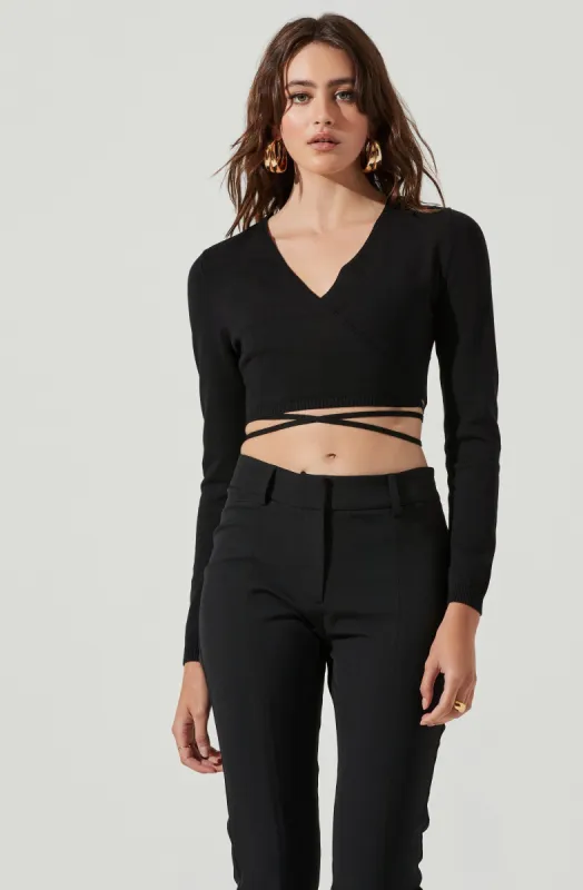 Tie Waist Wrap Sweater sold by Astr