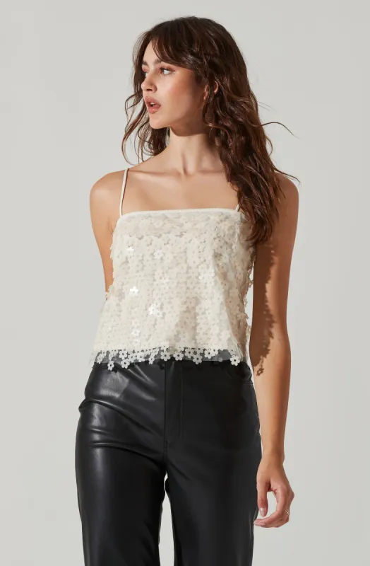 Luxoria Flower Sequin Top sold by Astr