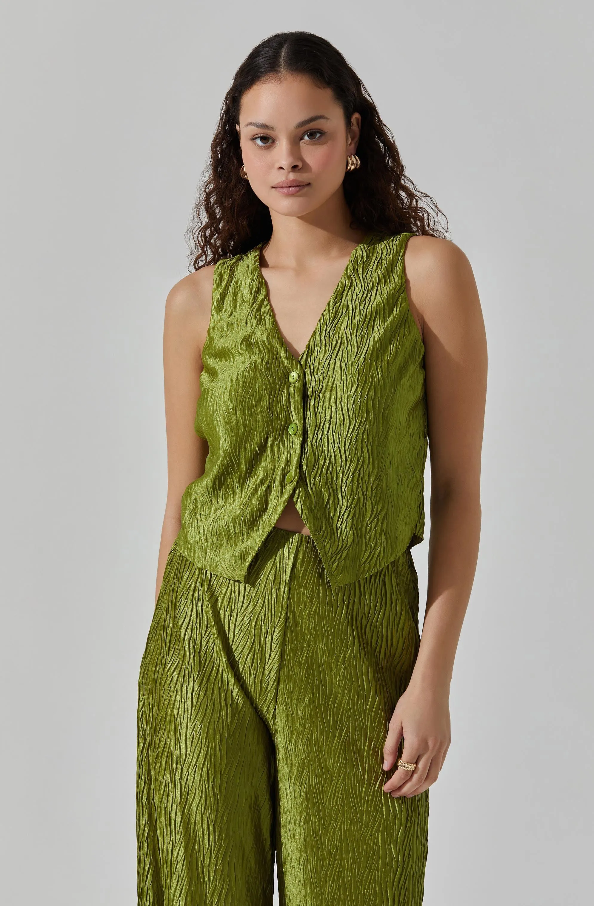 Button Up Plisse Vest sold by Astr