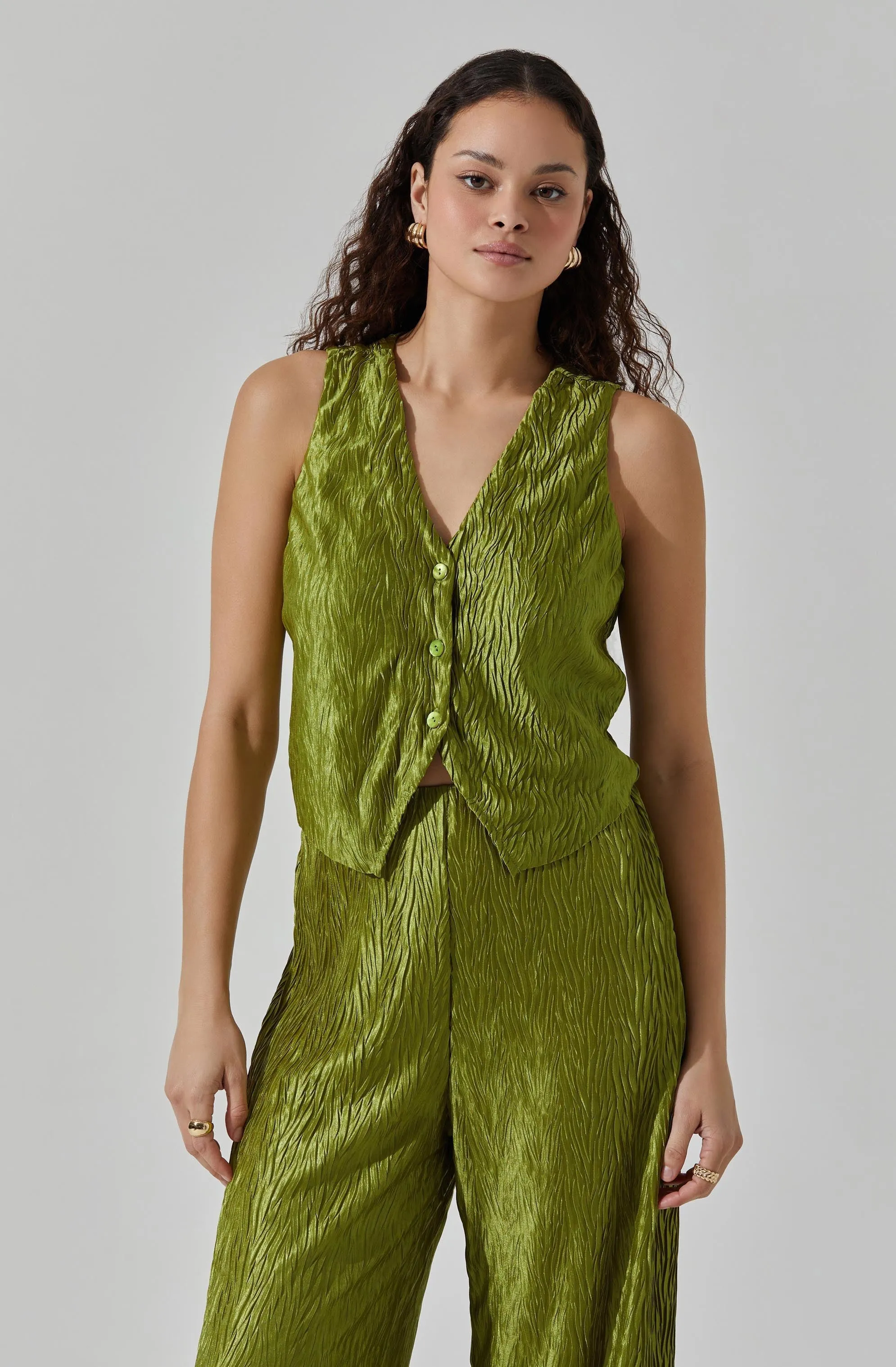 Button Up Plisse Vest sold by Astr product image thumbnail 3