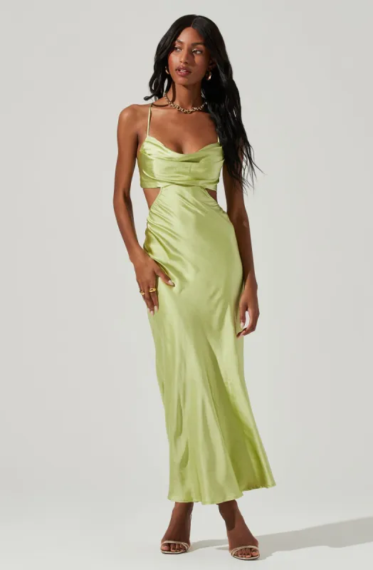 Colette Satin Cutout Midi Dress sold by Astr