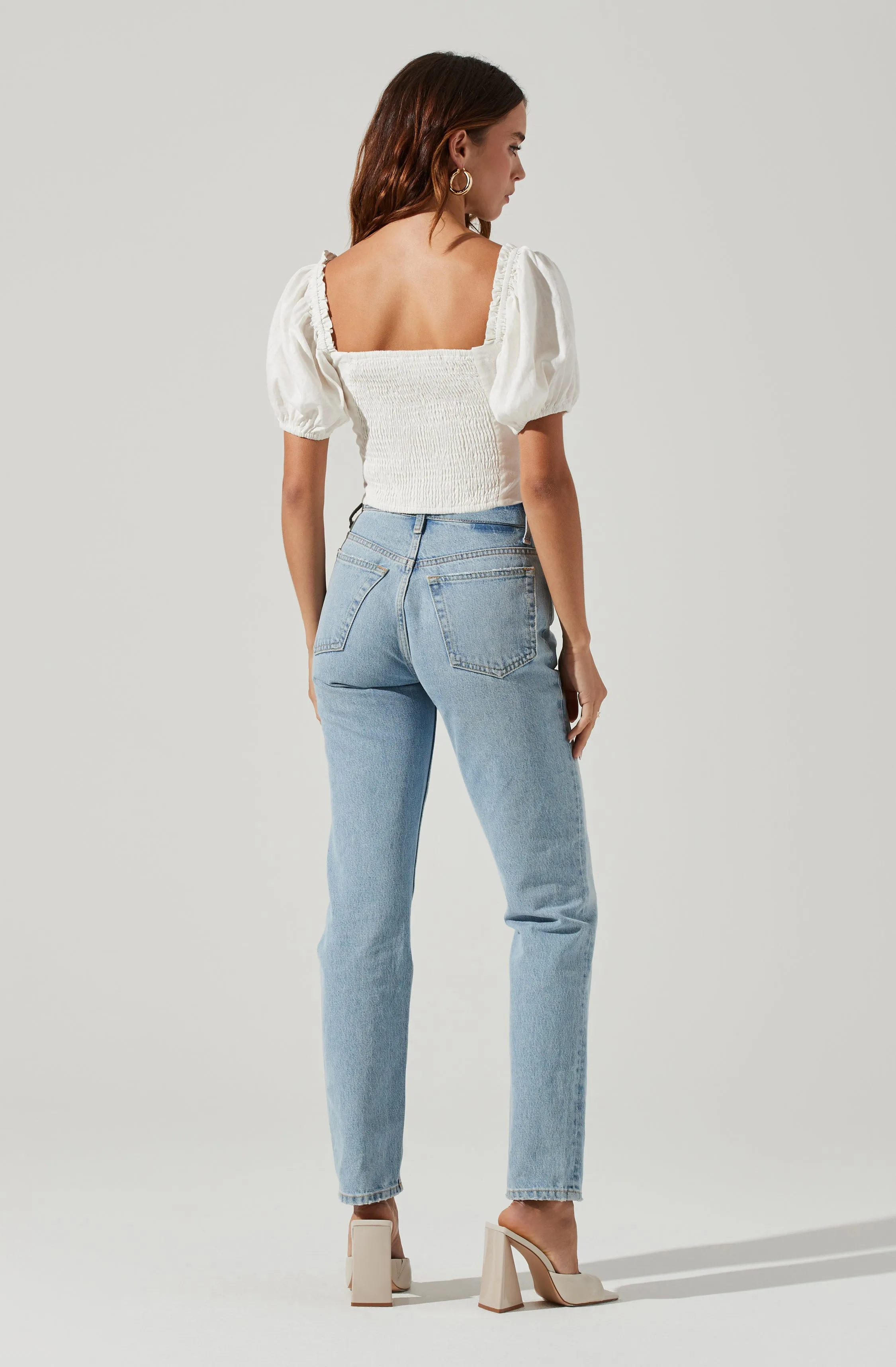 Lace Up Puff Sleeve Top sold by Astr product image thumbnail 4