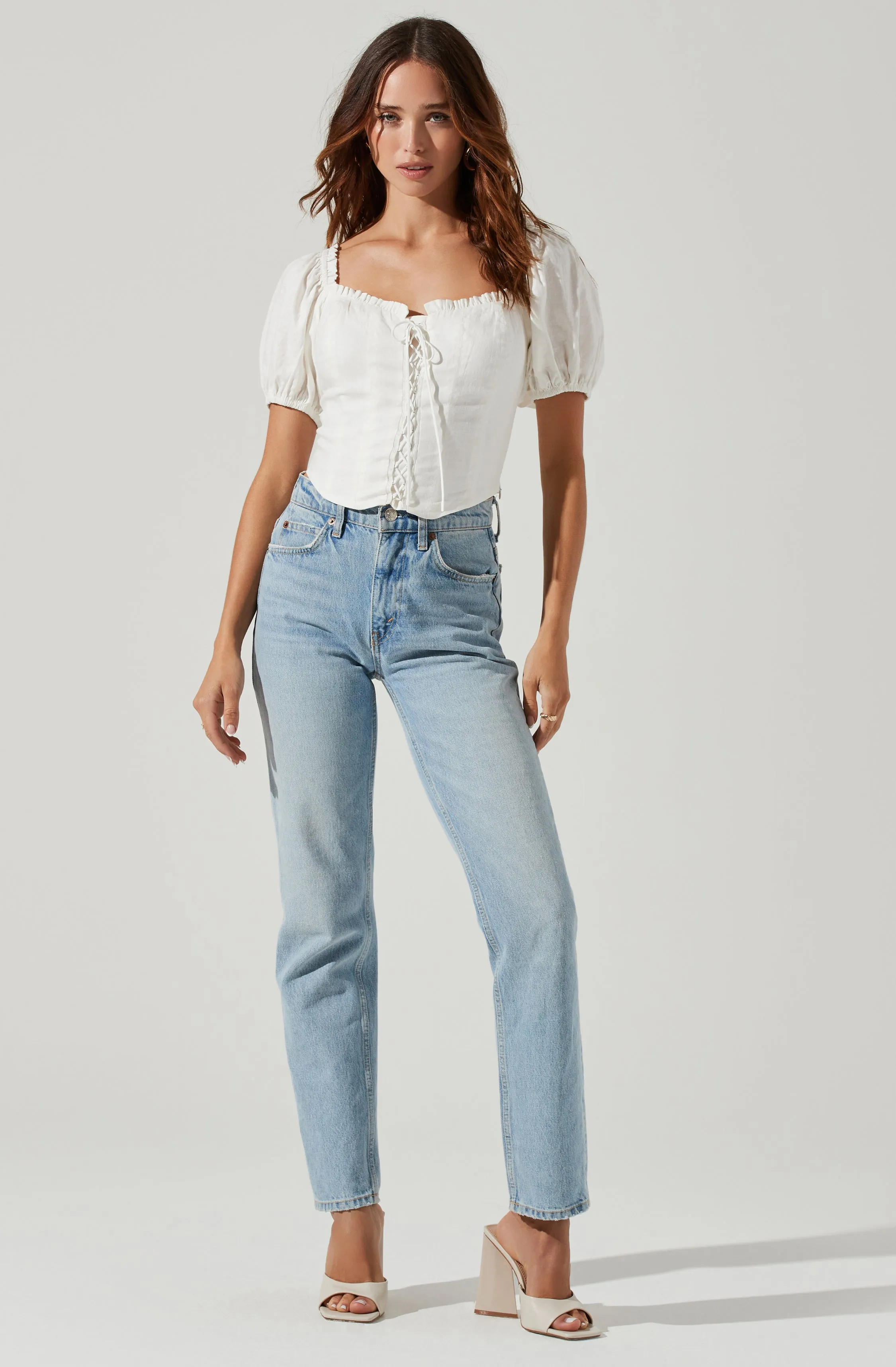 Lace Up Puff Sleeve Top sold by Astr product image thumbnail 2