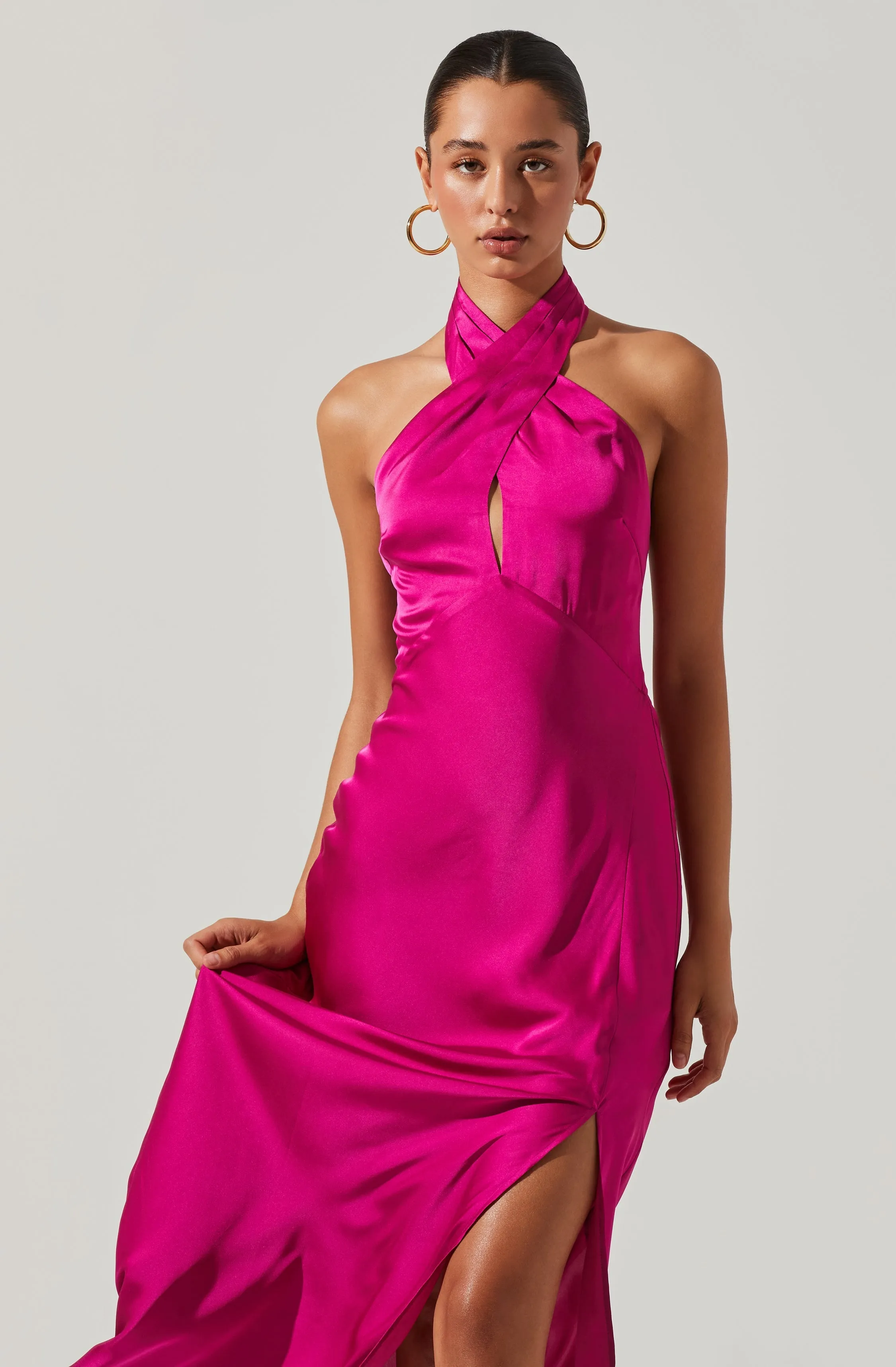 Marissa Satin Halter Neck Midi Dress sold by Astr product image thumbnail 2