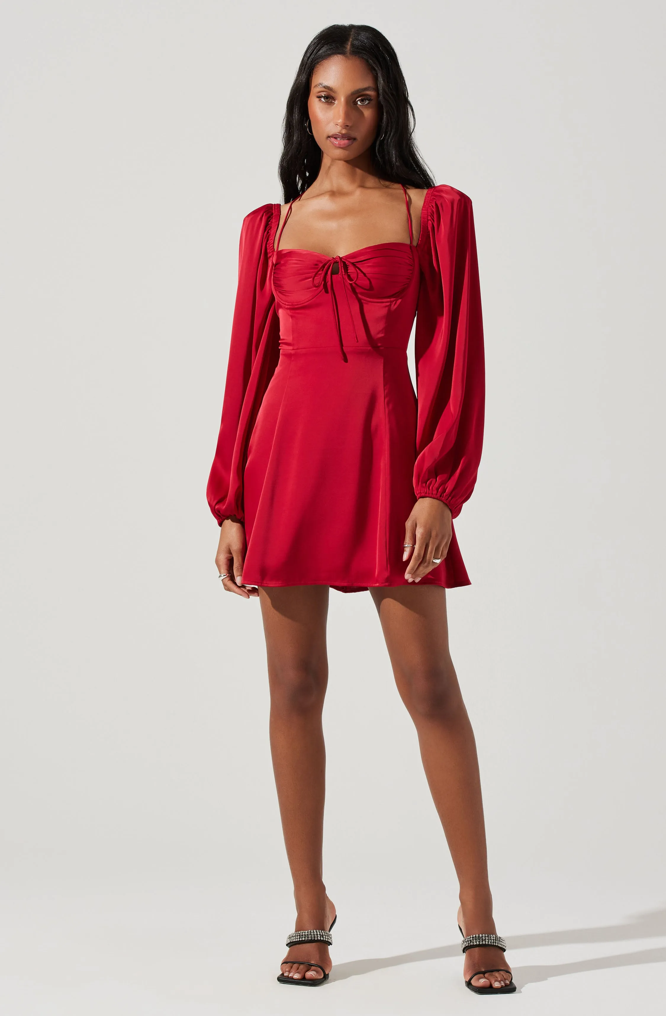 Vivian Satin Halter Mini Dress sold by Astr product image thumbnail 3