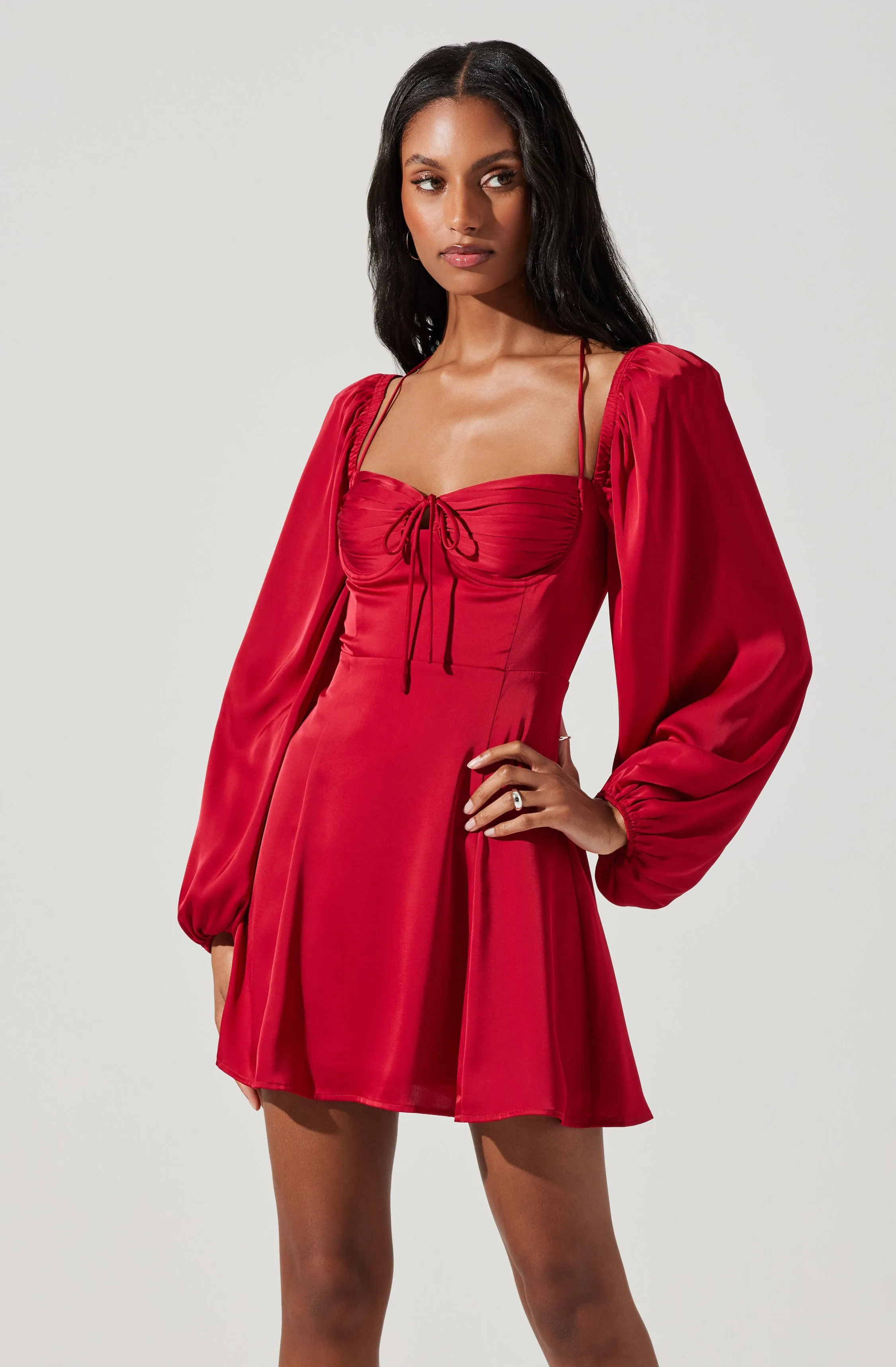 Vivian Satin Halter Mini Dress sold by Astr product image thumbnail 4