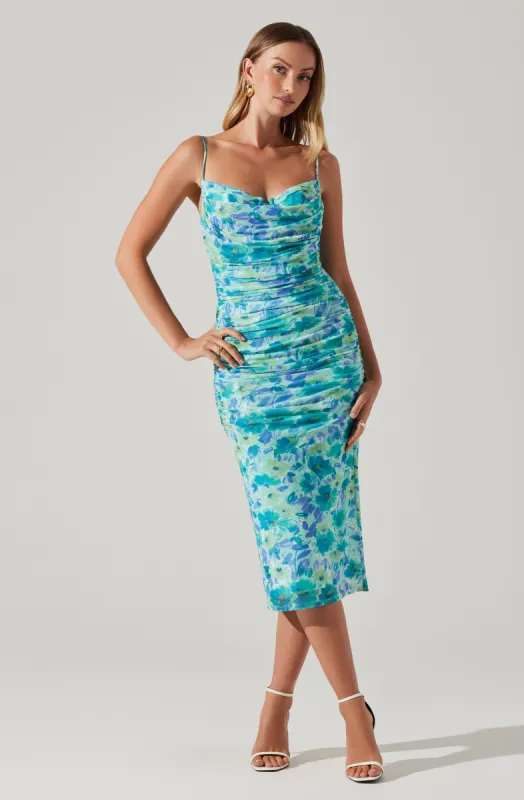 Malta Ruched Mesh Bodycon Dress sold by Astr