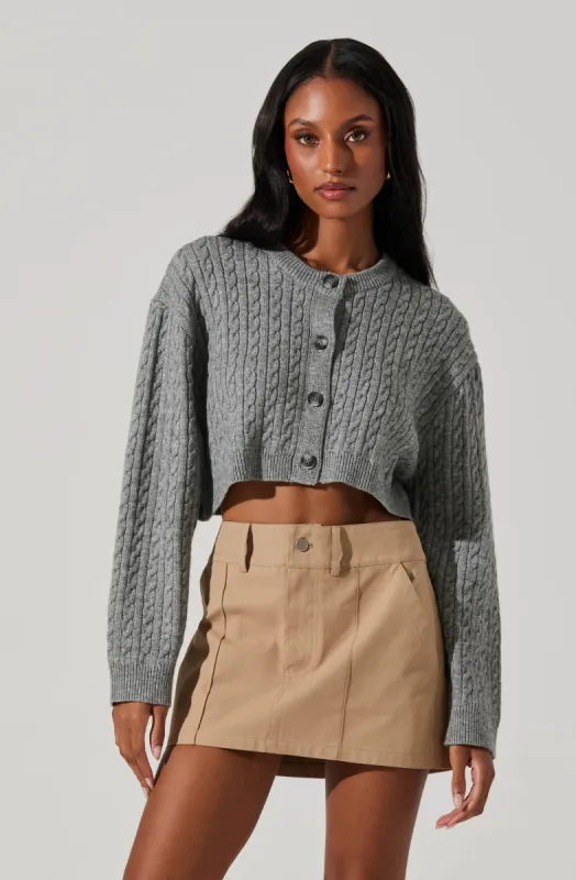 Sebille Cropped Cable Cardigan sold by Astr