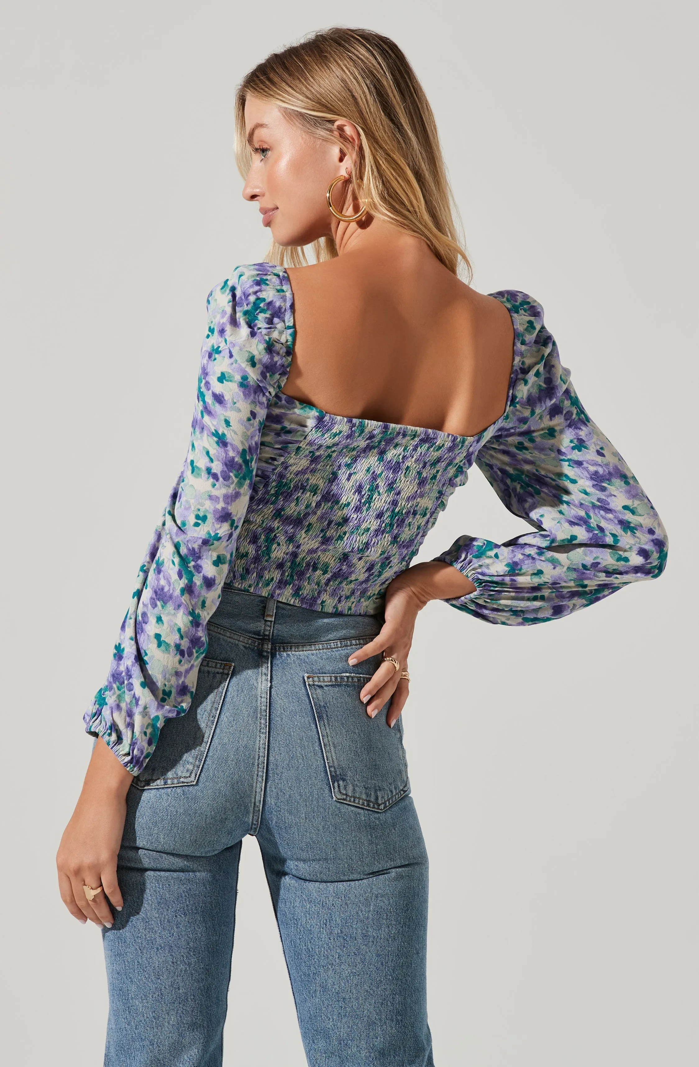 Floral V Wire Printed Long Sleeve Top sold by Astr product image thumbnail 5