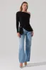 Asymmetrical Off Shoulder Tie Knit Top sold by Astr