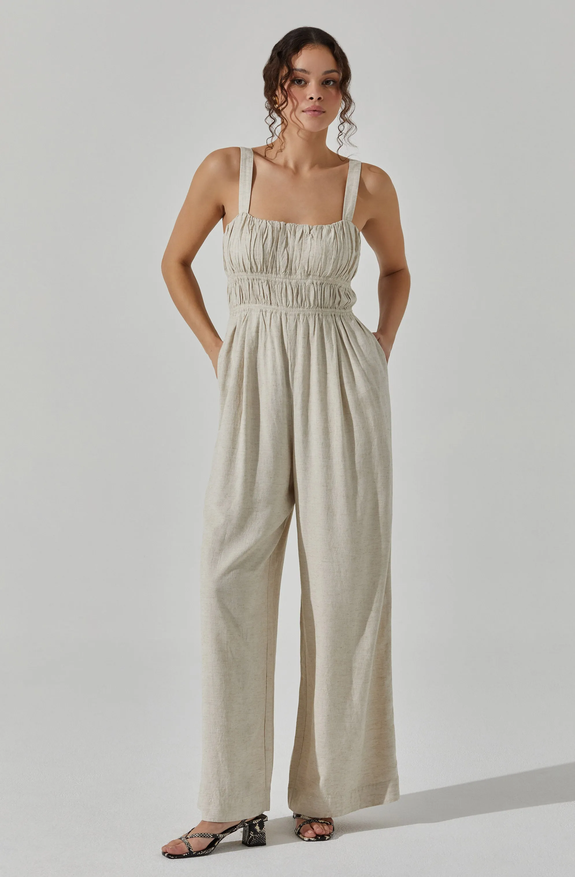 Linen Tie Back Jumpsuit sold by Astr product image thumbnail 3