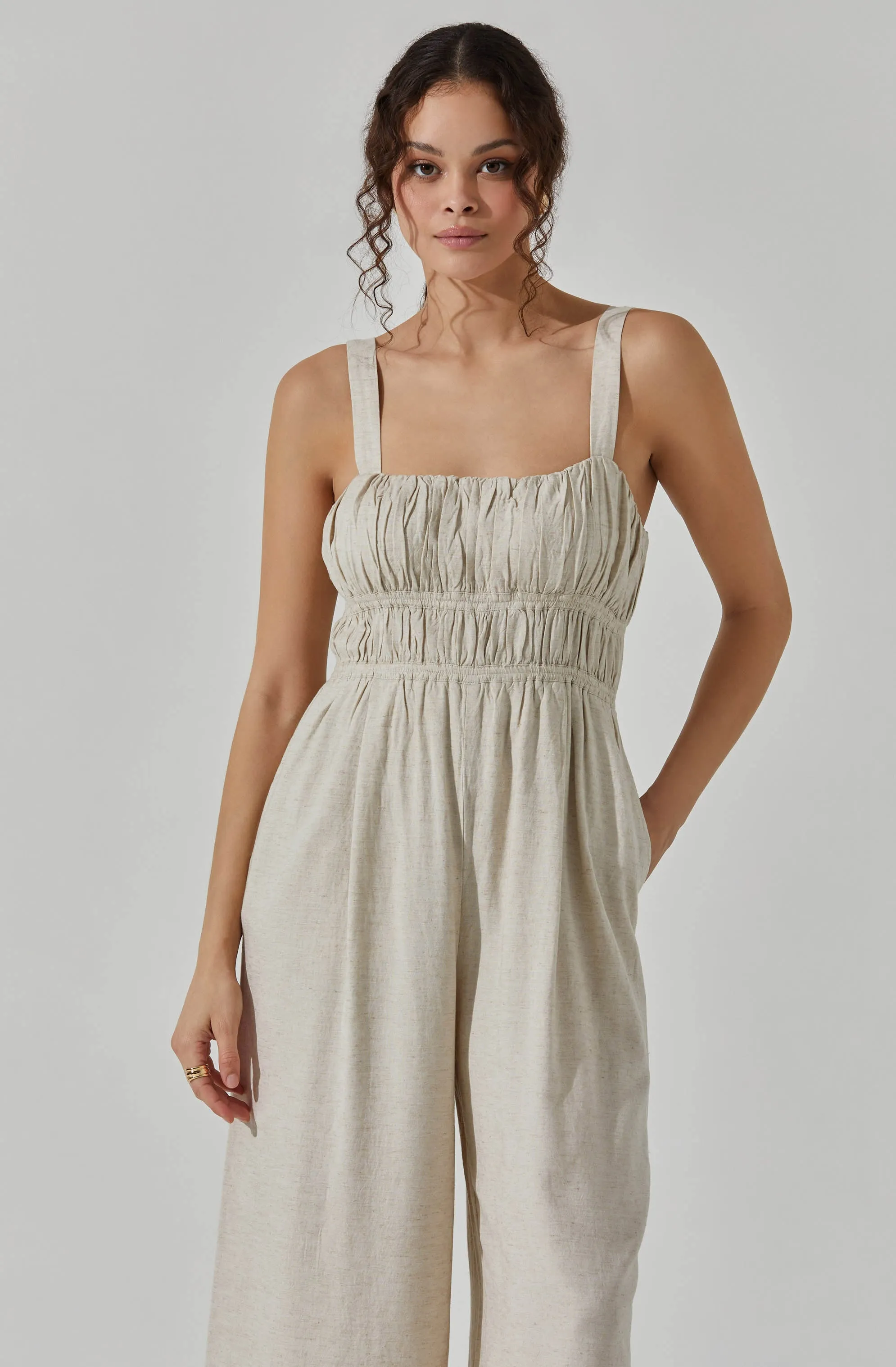 Linen Tie Back Jumpsuit sold by Astr product image thumbnail 2