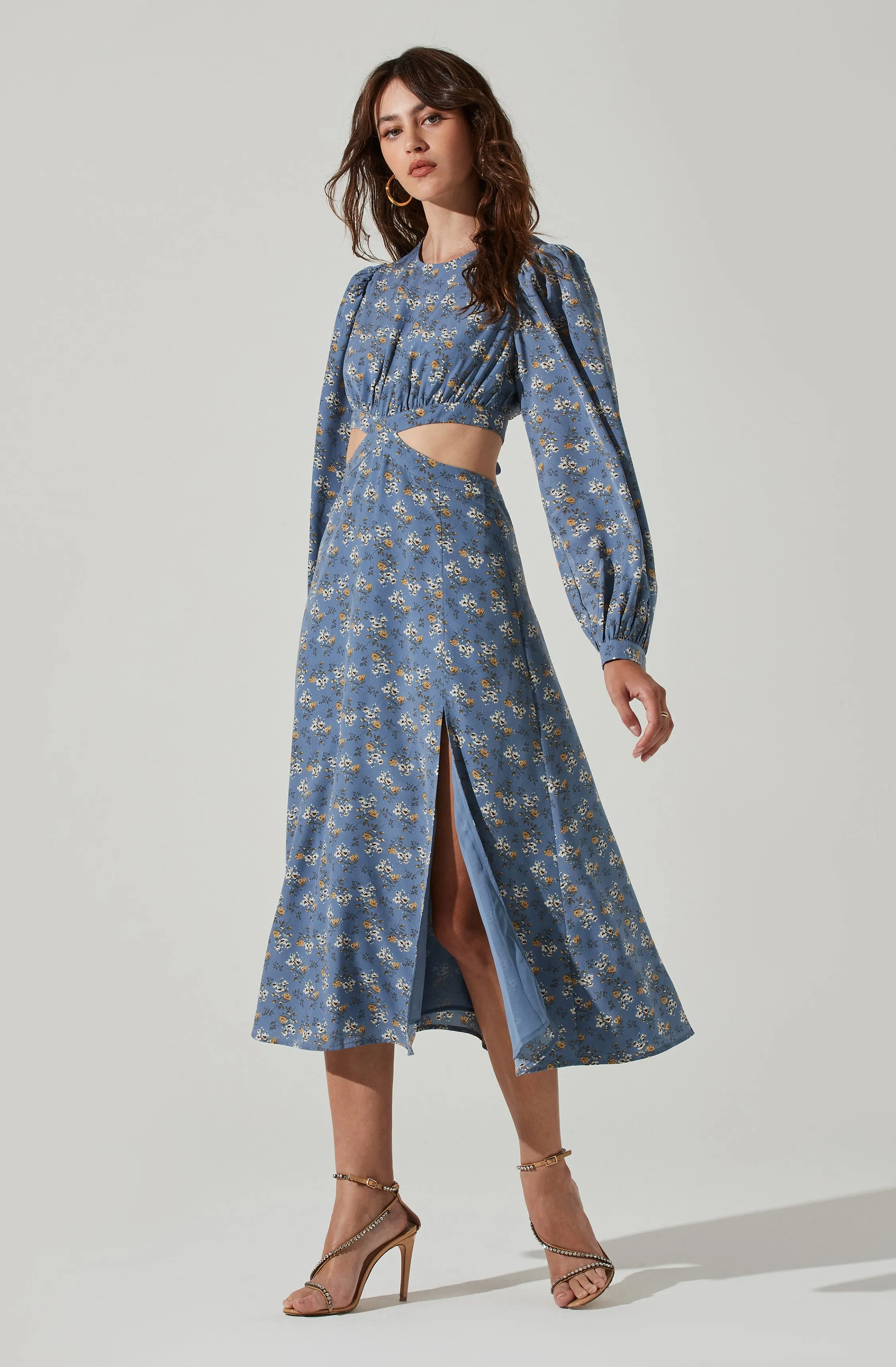 Floral Tie Back Cut Out Midi Dress sold by Astr product image thumbnail 5
