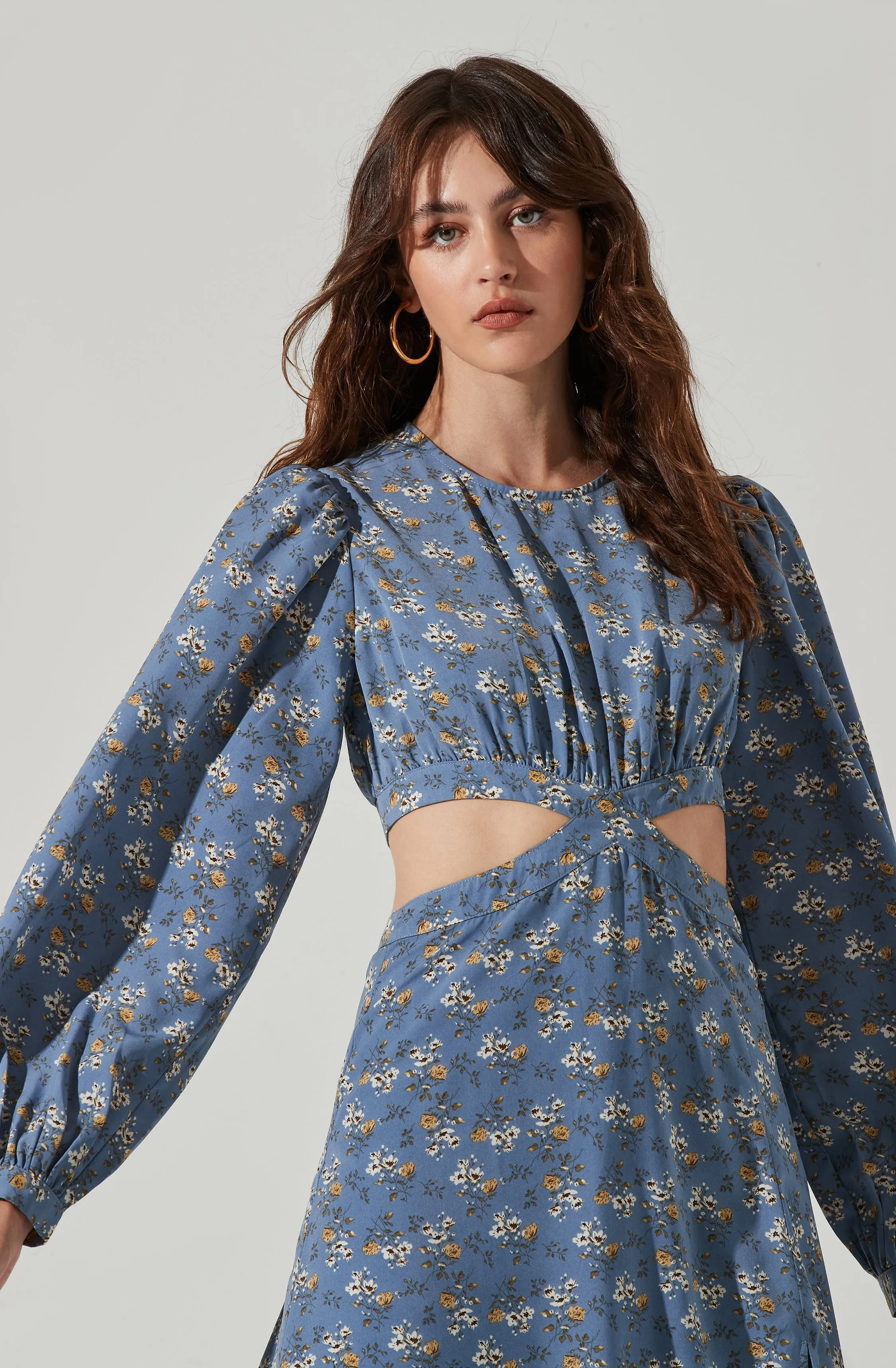 Floral Tie Back Cut Out Midi Dress sold by Astr product image thumbnail 2