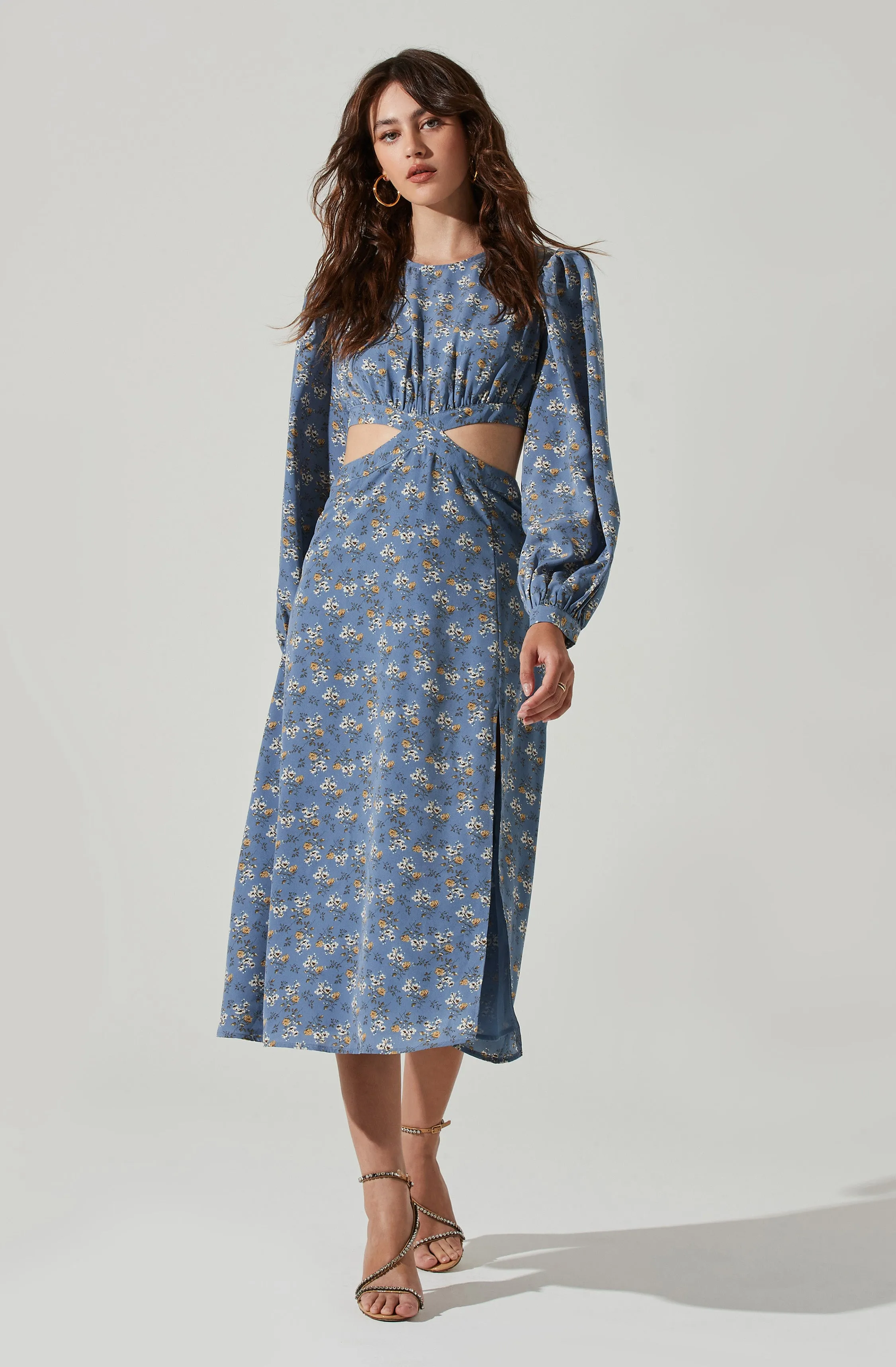 Floral Tie Back Cut Out Midi Dress sold by Astr