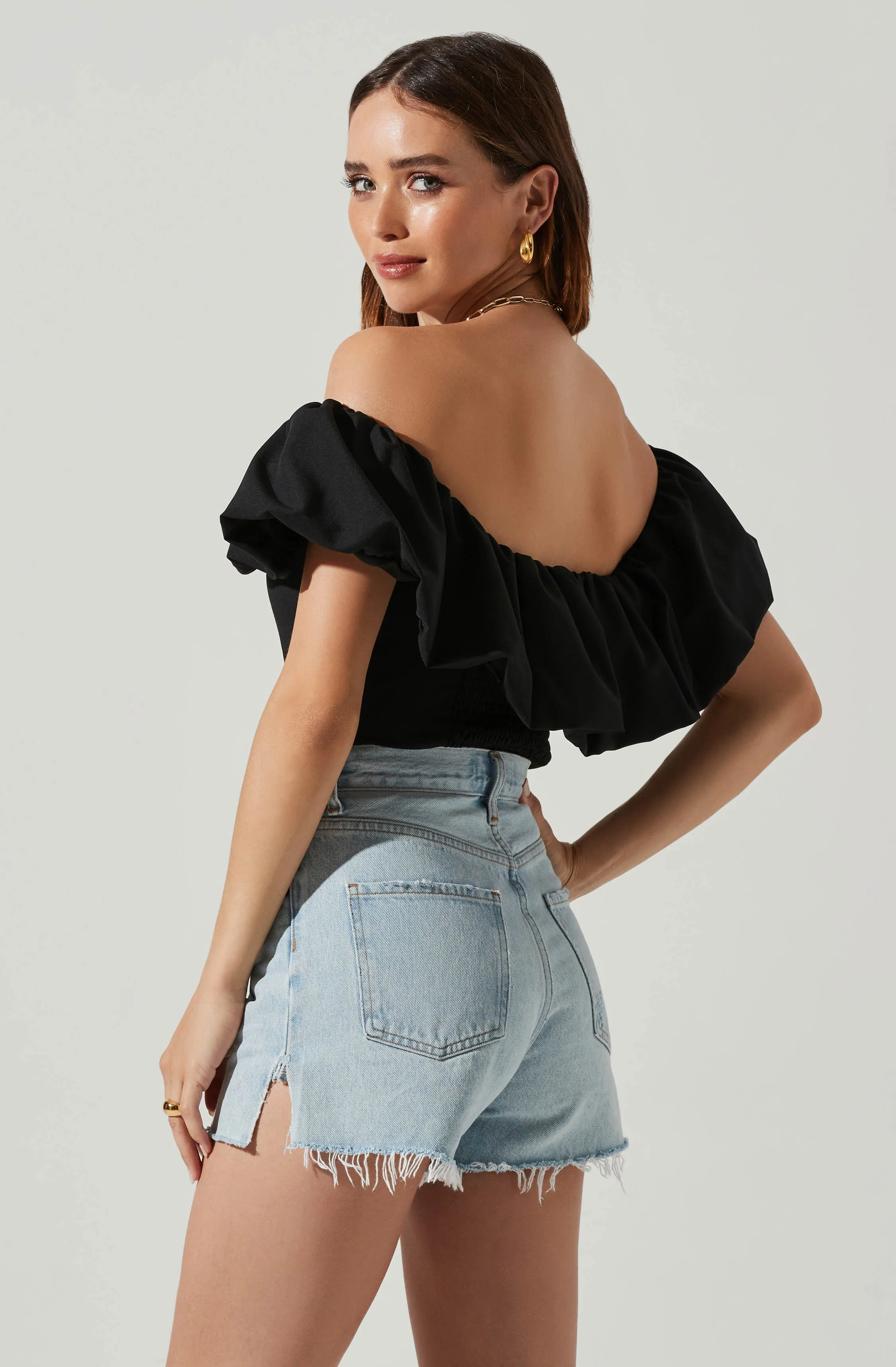 Claribelle Ruffle Hem Off Shoulder Top sold by Astr product image thumbnail 4