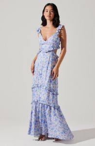 Cassis Floral Print Ruffle Maxi Dress sold by Astr