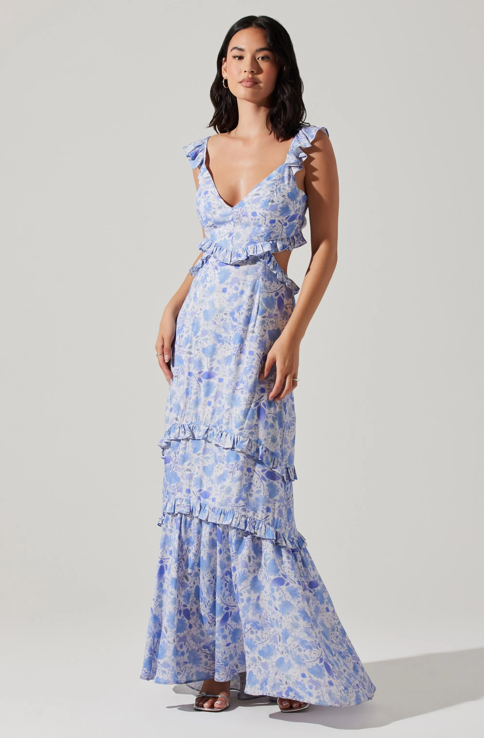 Cassis Floral Ruffle Maxi Dress sold by Astr product image thumbnail 3