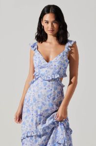Cassis Floral Print Ruffle Maxi Dress sold by Astr