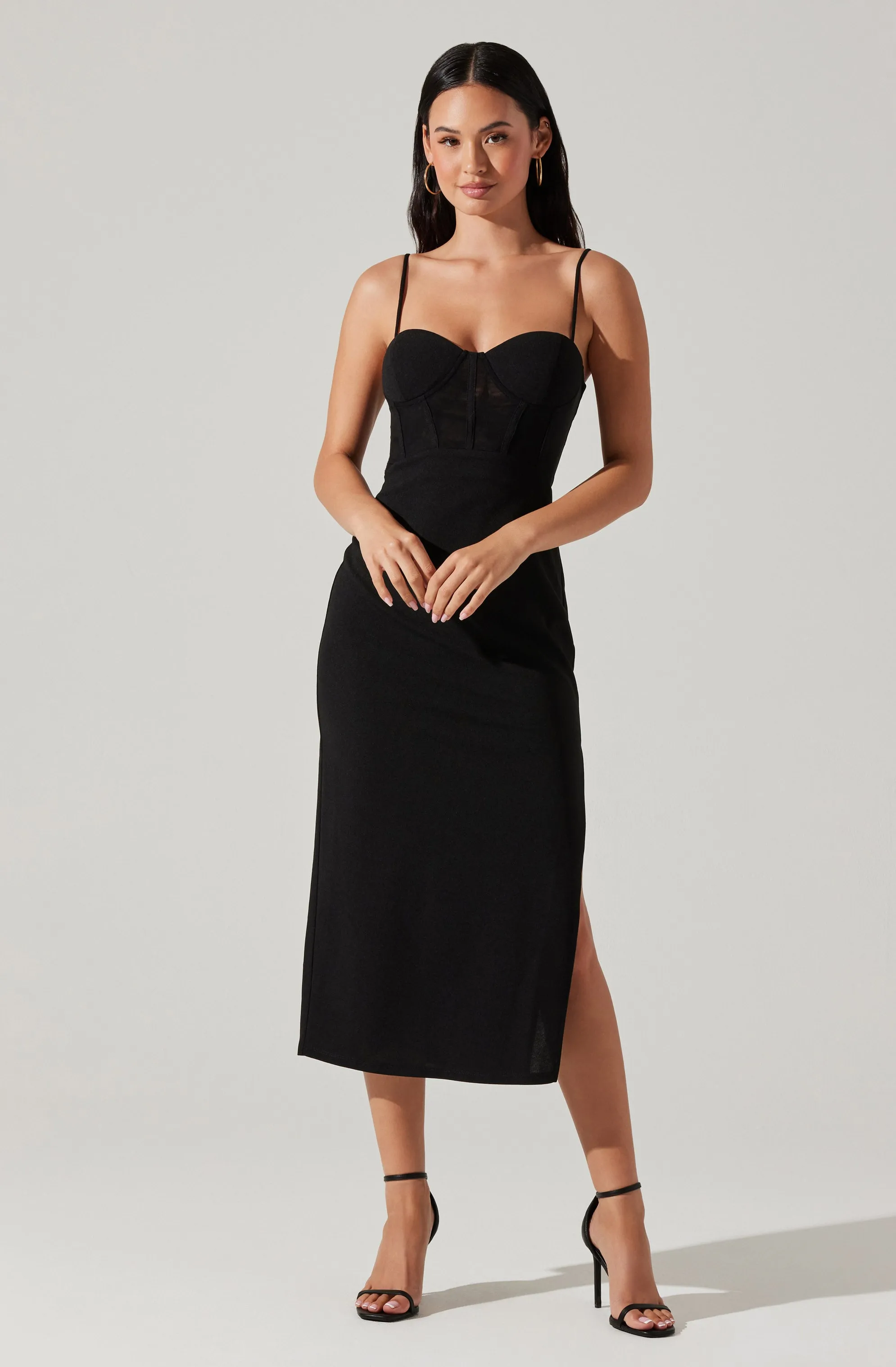 Contrast Mesh Bustier Midi Dress sold by Astr