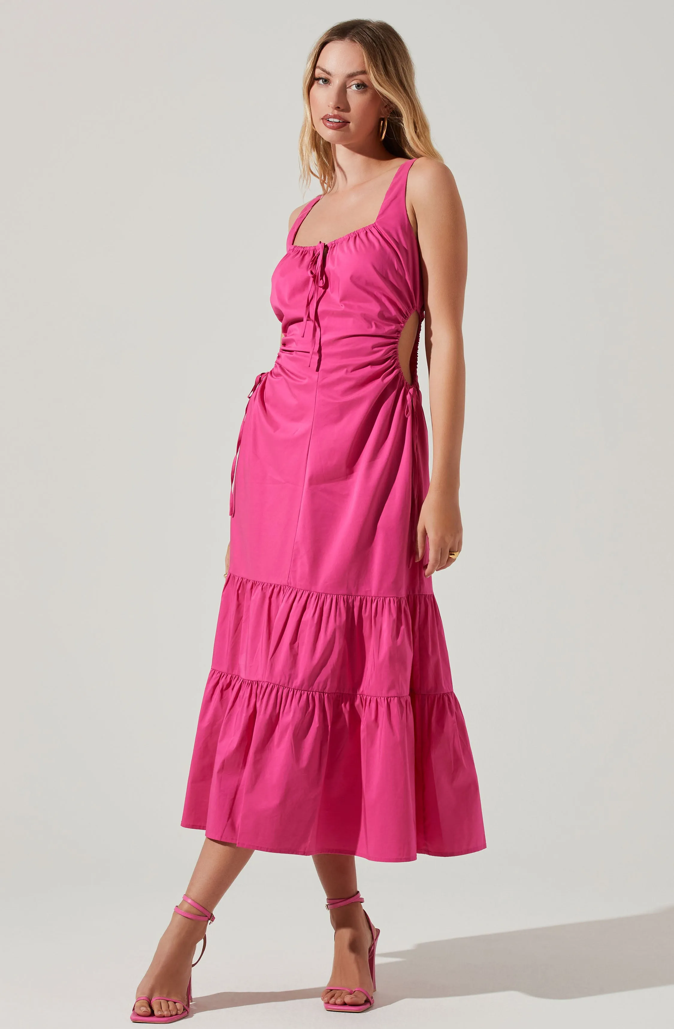 Bridget Side Cutout Tiered Midi Dress sold by Astr