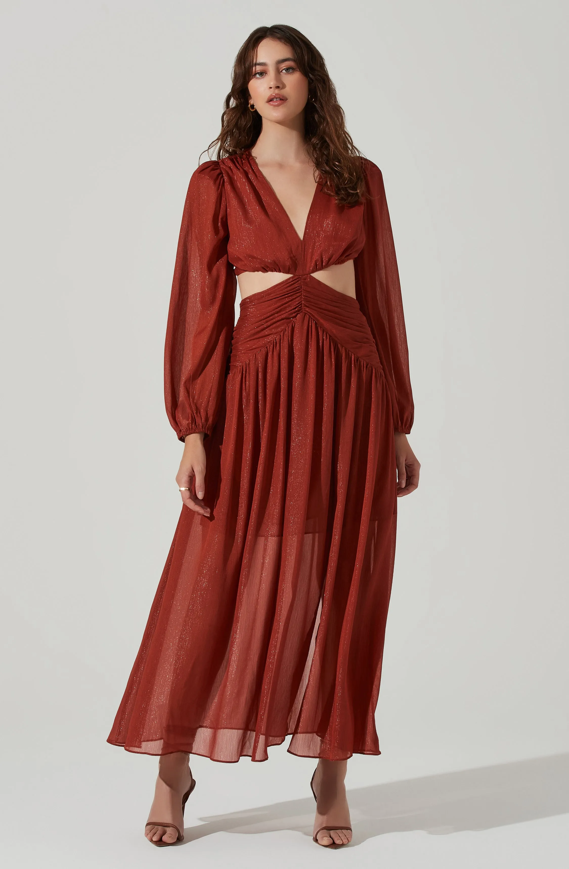 Metallic Twist Cutout Waist Maxi Dress sold by Astr