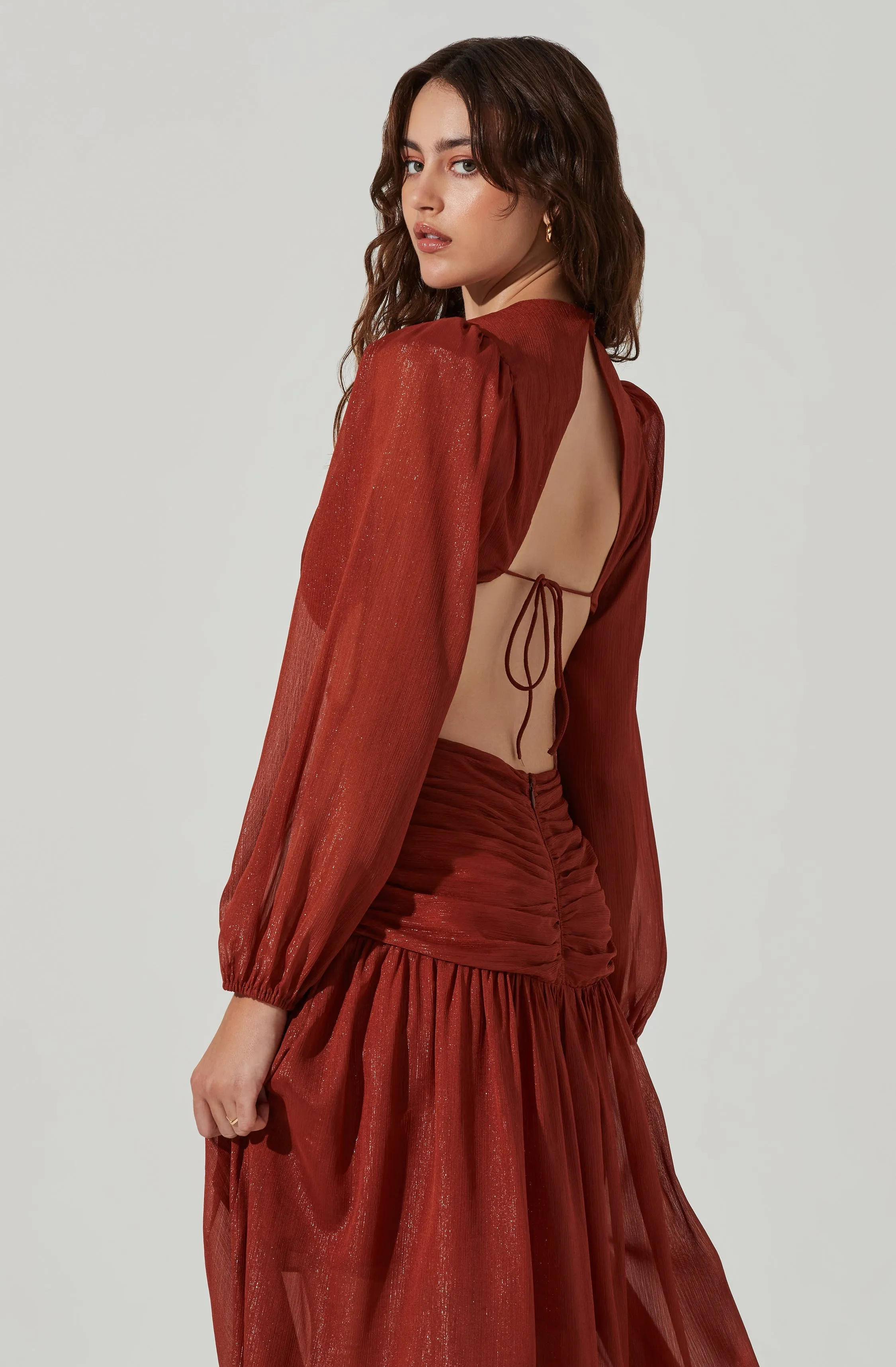 Metallic Twist Cutout Waist Maxi Dress sold by Astr product image thumbnail 4
