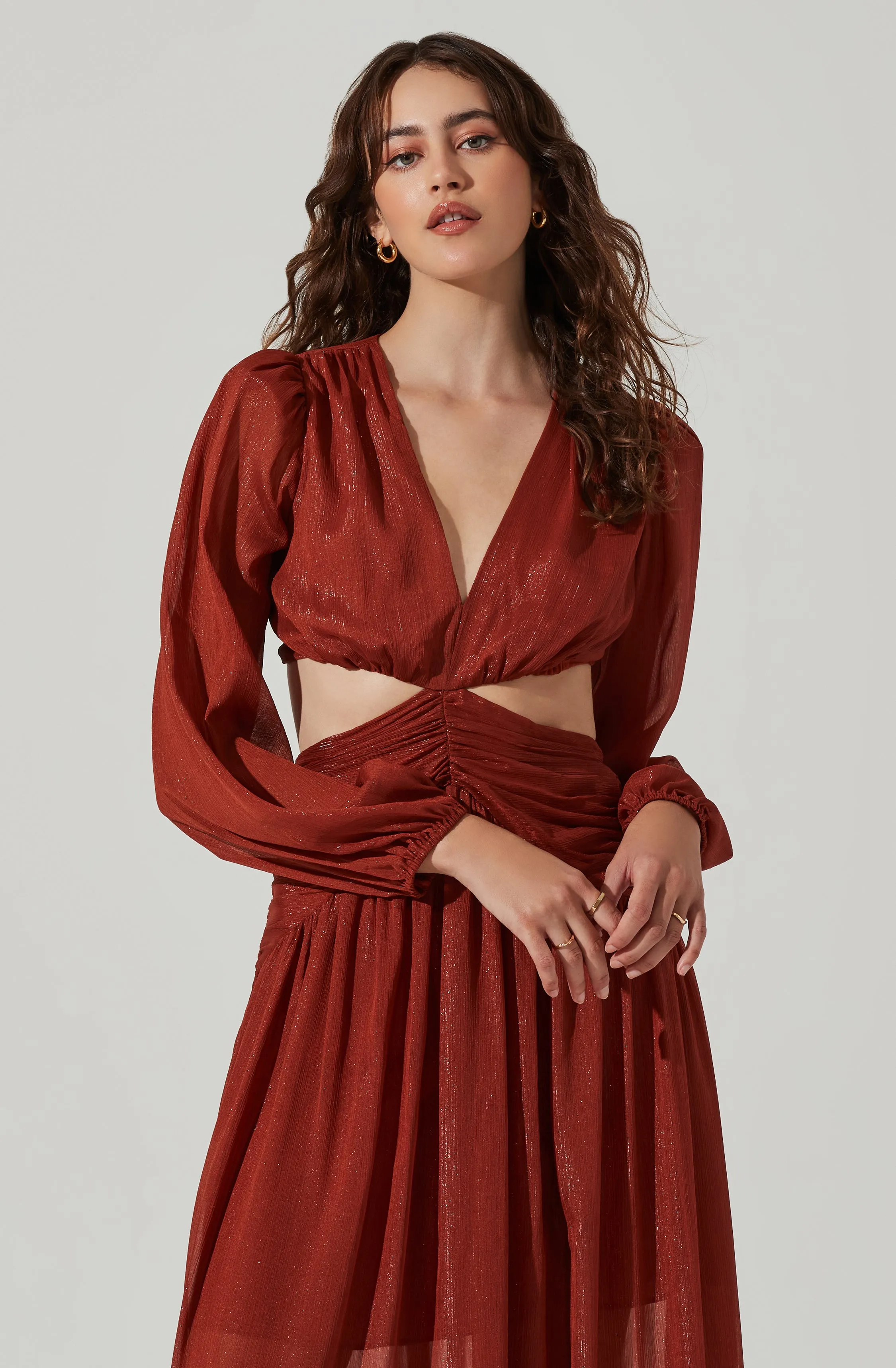 Metallic Twist Cutout Waist Maxi Dress sold by Astr product image thumbnail 2