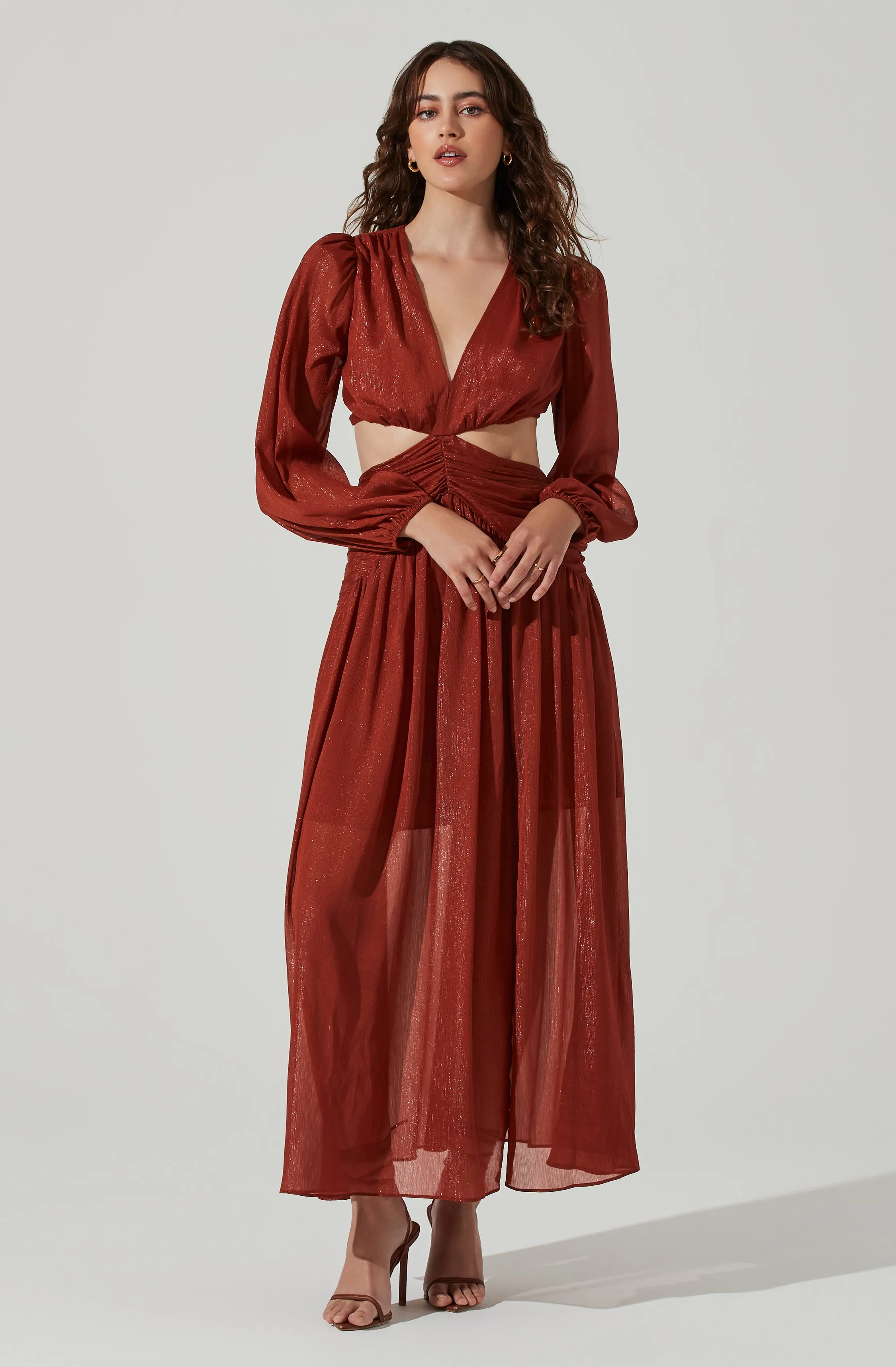 Metallic Twist Cutout Waist Maxi Dress sold by Astr product image thumbnail 3