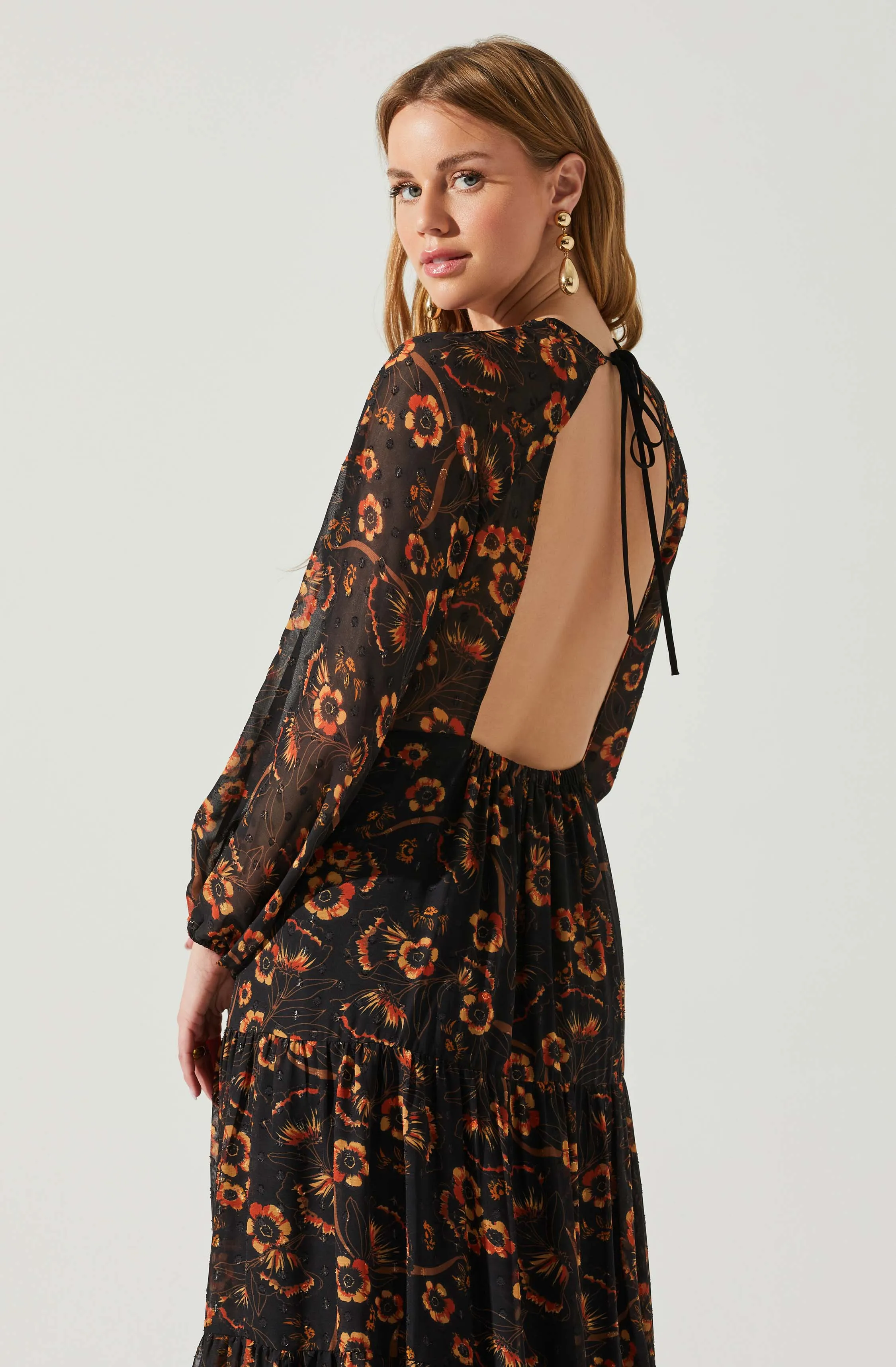 Trinity Long Sleeve Backless Floral Dress sold by Astr product image thumbnail 5
