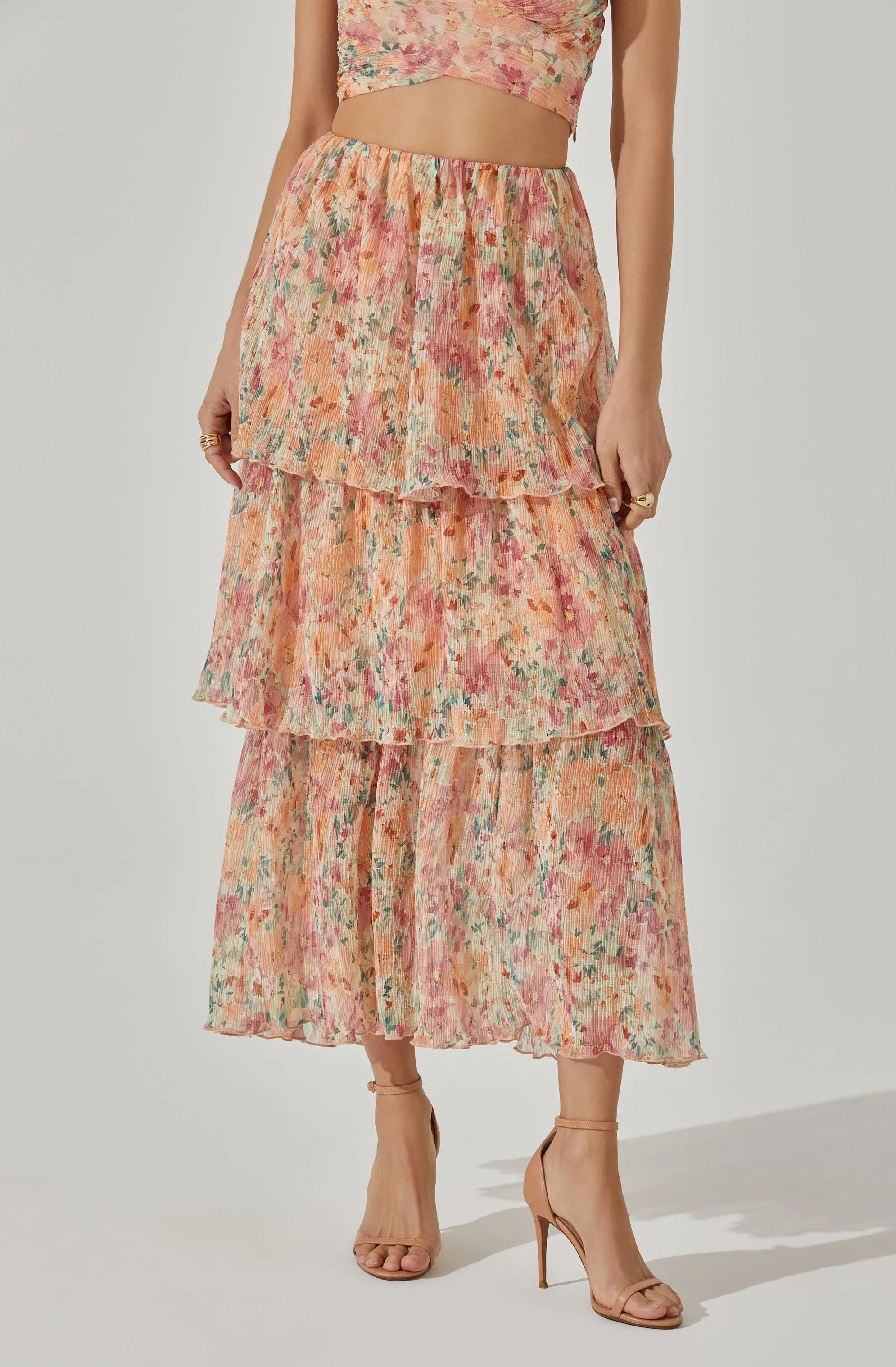 Tiered Plisse Maxi Skirt sold by Astr product image thumbnail 2