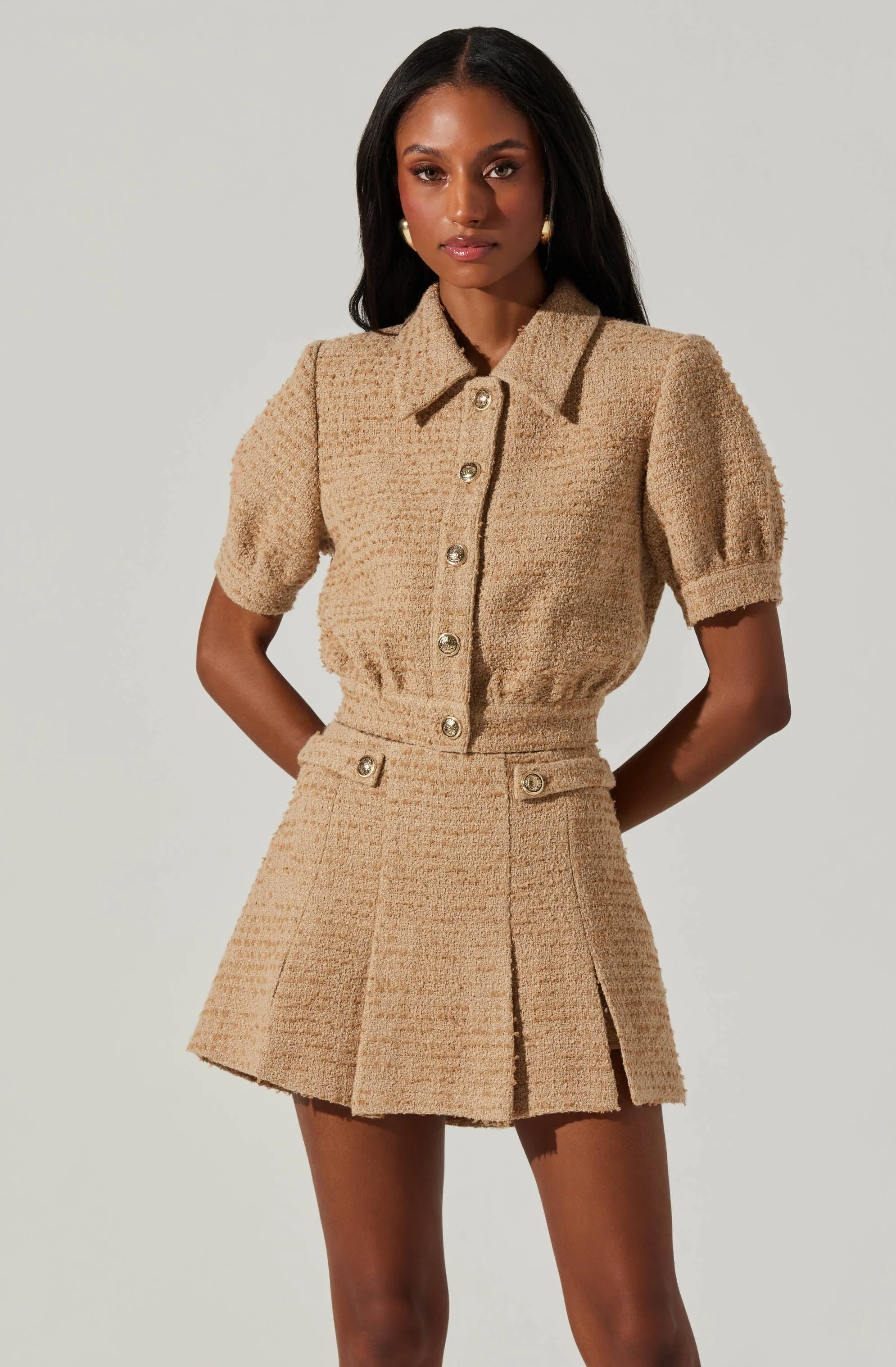 Bronwyn Puff Sleeve Tweed Jacket sold by Astr