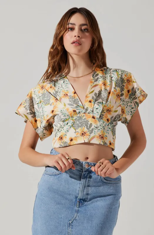 Satin Tie Back Flutter Sleeve Top sold by Astr