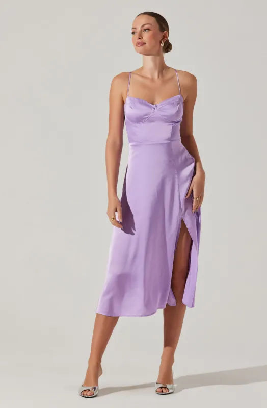 Bustier Satin Midi Dress sold by Astr