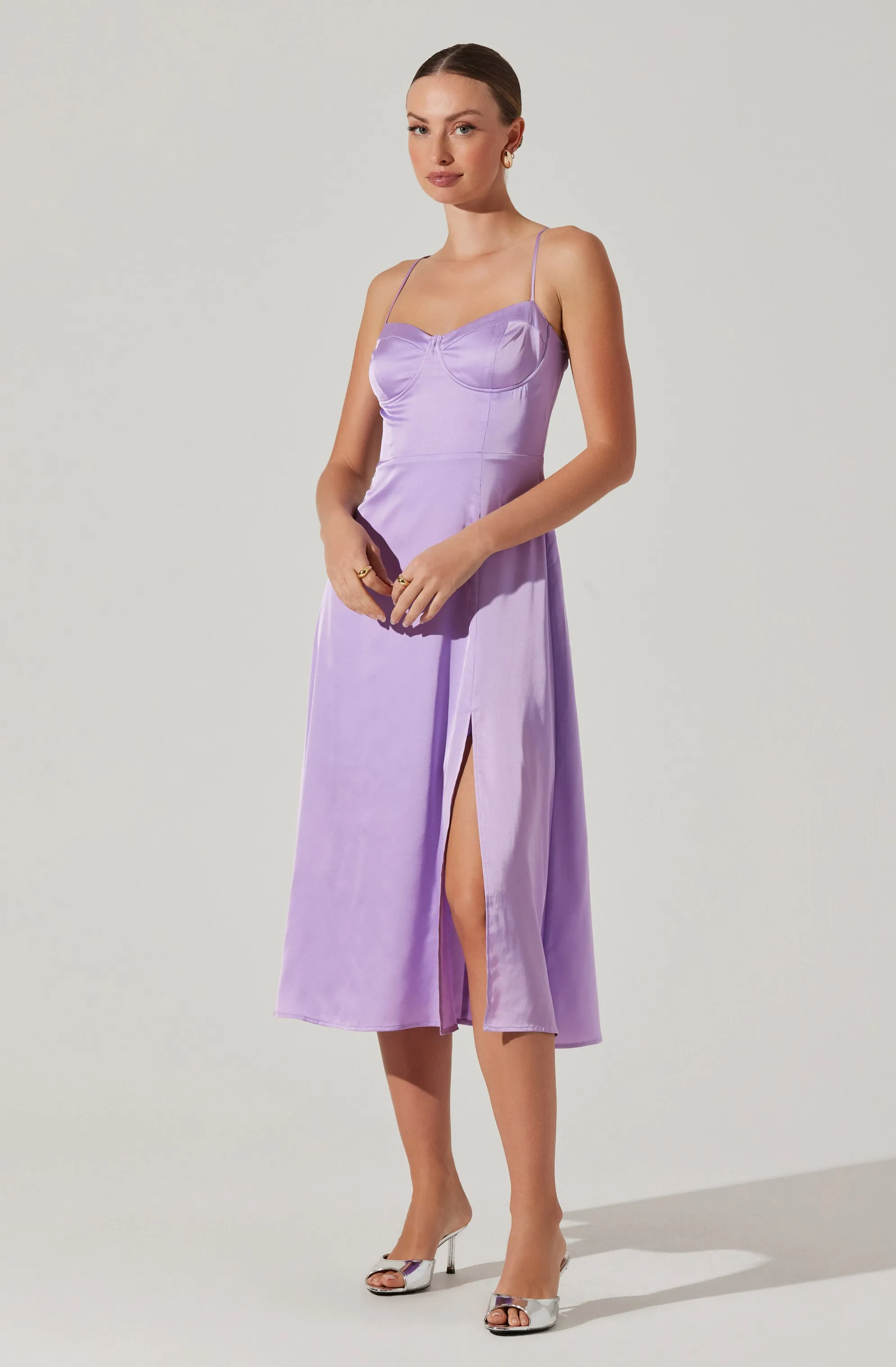 Bustier Satin Midi Dress sold by Astr product image thumbnail 3
