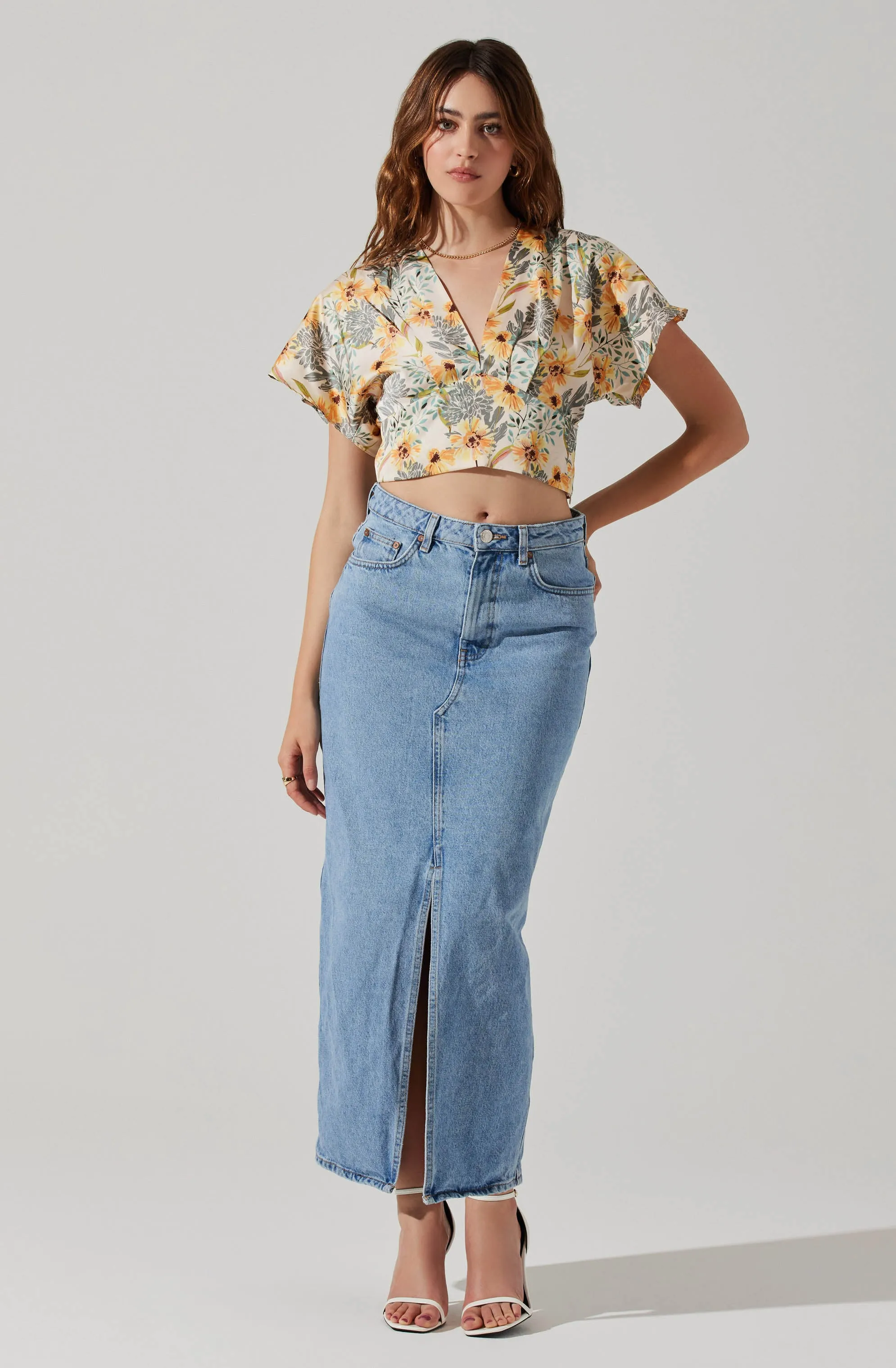 Satin Tie Back Flutter Sleeve Top sold by Astr product image thumbnail 2