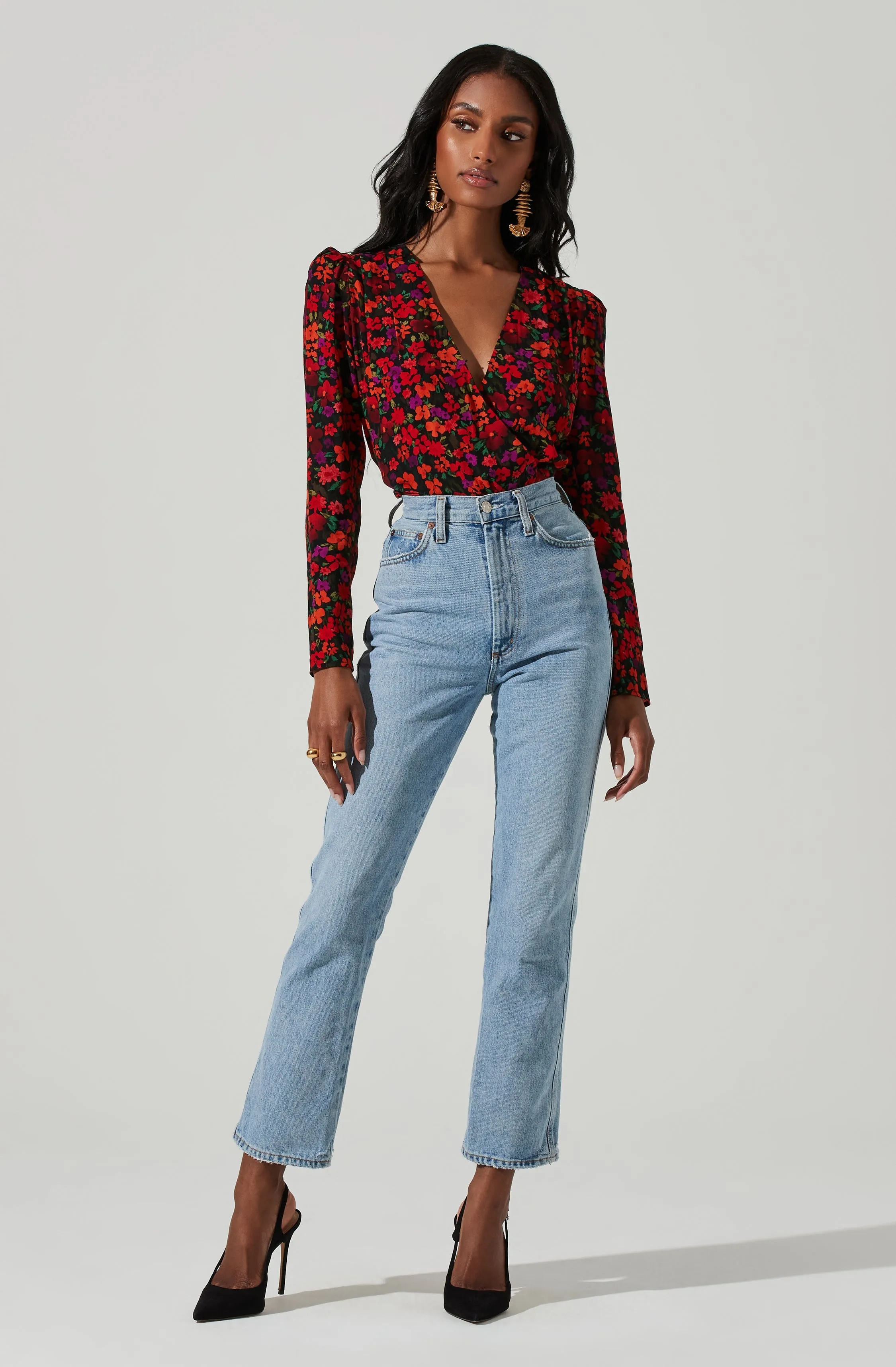 Bartlett Floral Wrap Front Long Sleeve Bodysuit sold by Astr product image thumbnail 2